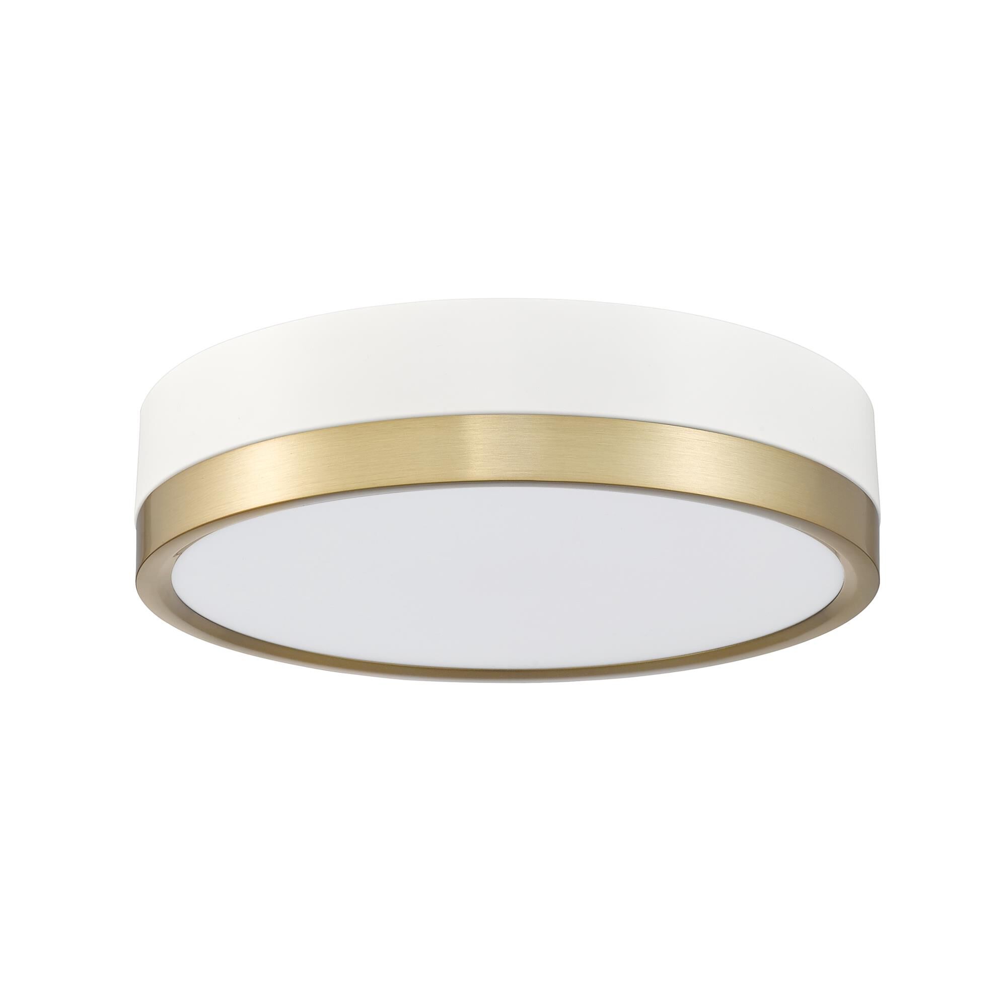 Shown in Matte White and Modern Gold finish and Frosted glass