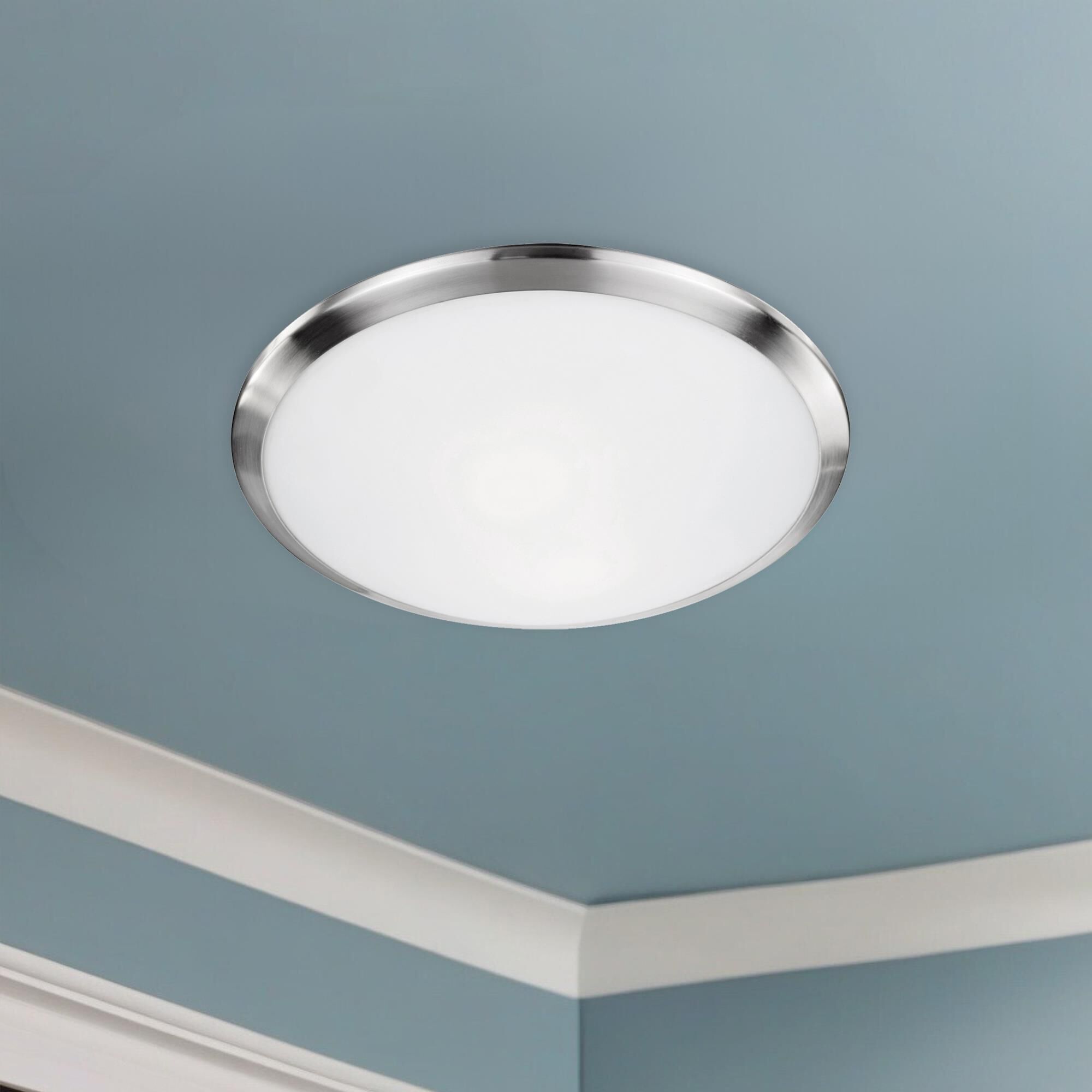 Shown in Brushed Nickel finish and White Opal glass