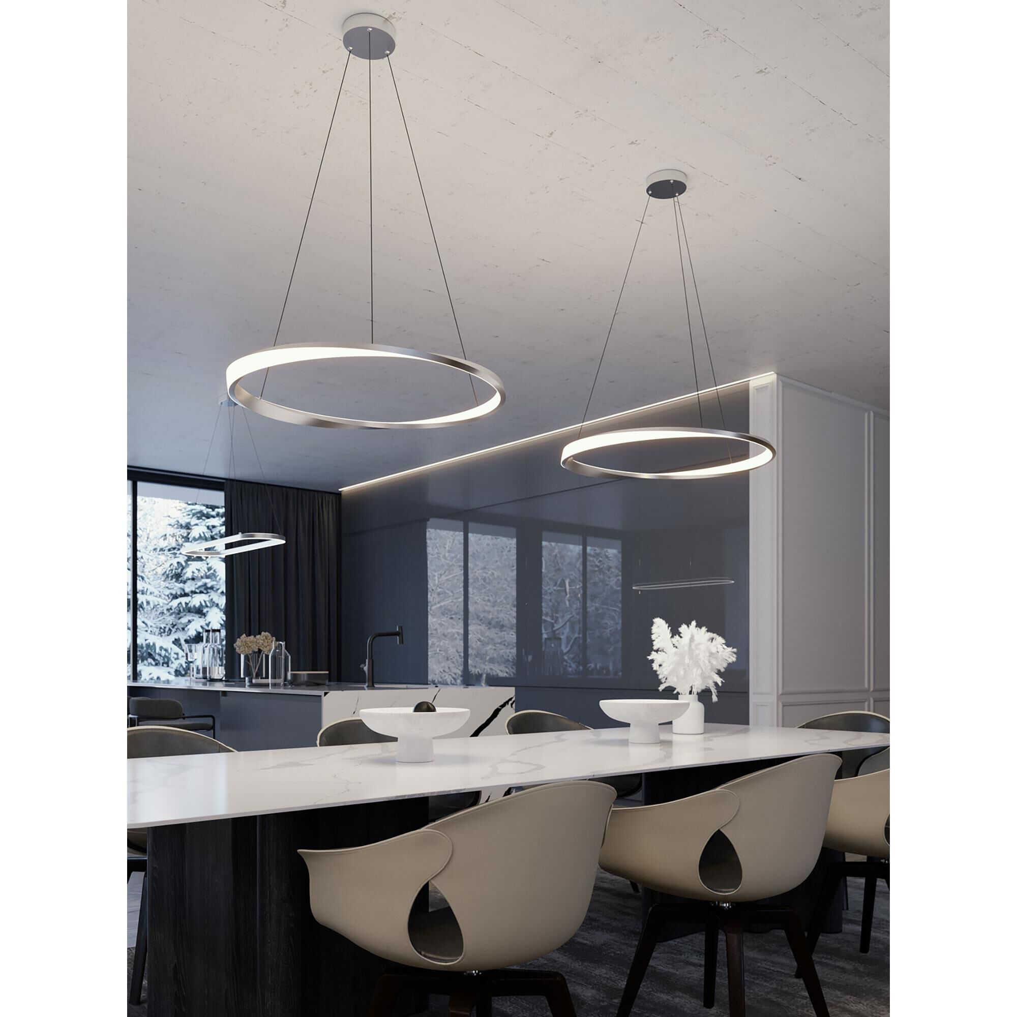 Shown in Satin Nickel finish and White shade