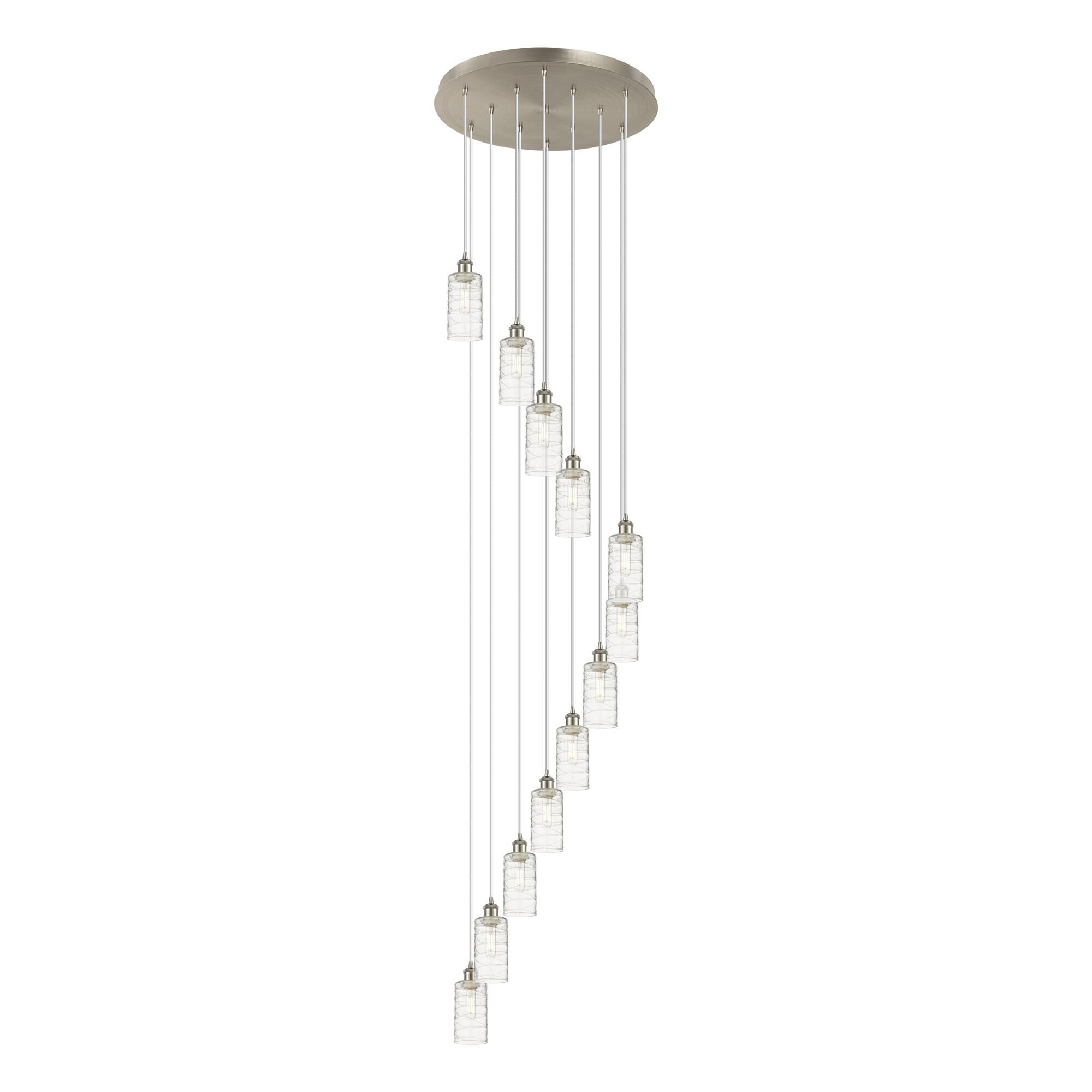 Shown in Satin Nickel finish and Deco Swirl shade