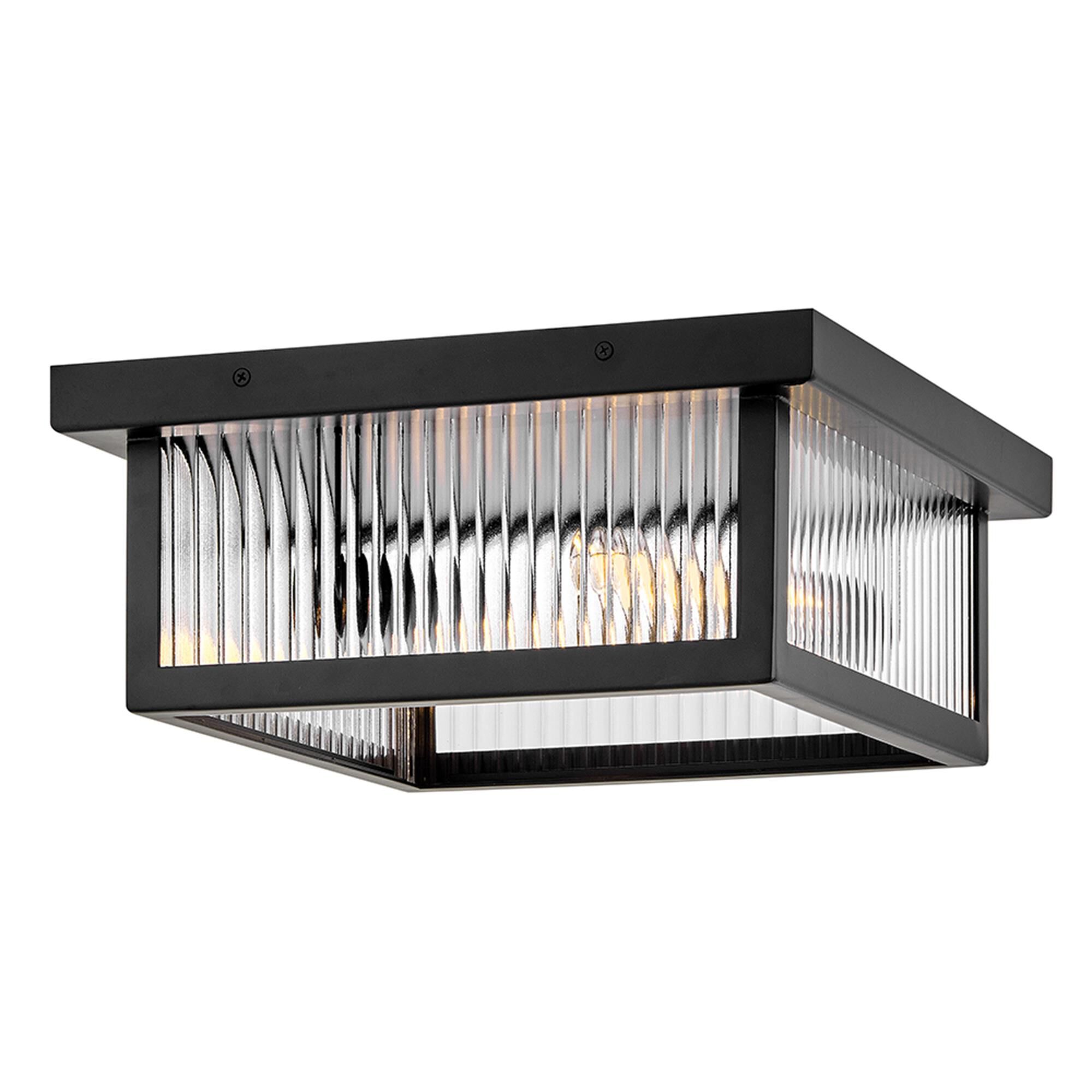 Shown in Black finish and Clear Ribbed glass