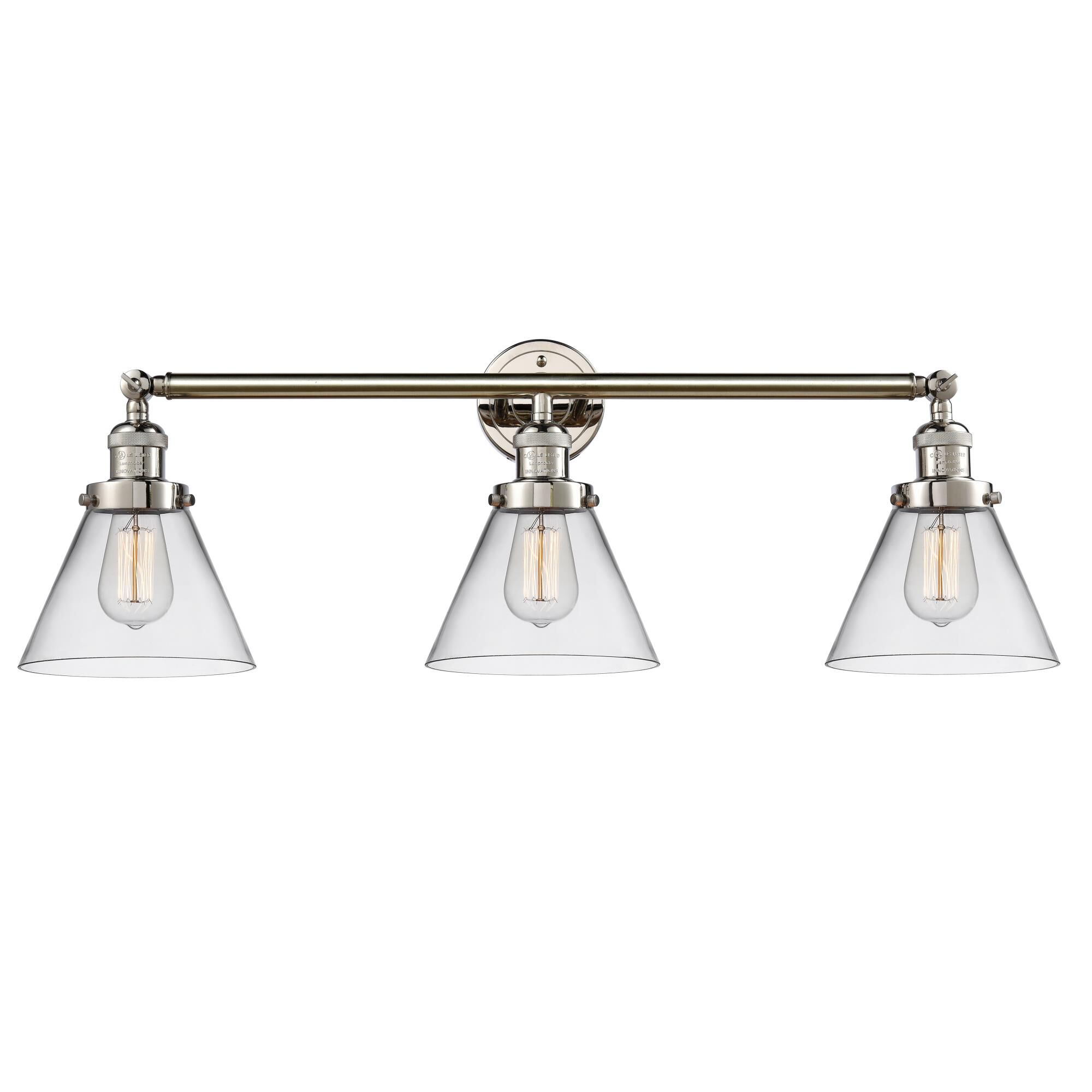 Bruno Marashlian Large Cone 32 Inch 3 Light Bath Vanity Light by Innovations Lighting