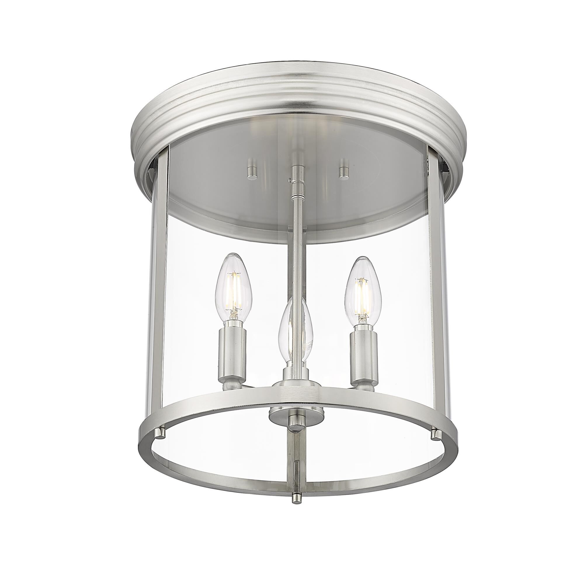 Shown in Brushed Nickel finish and Clear glass and Clear shade