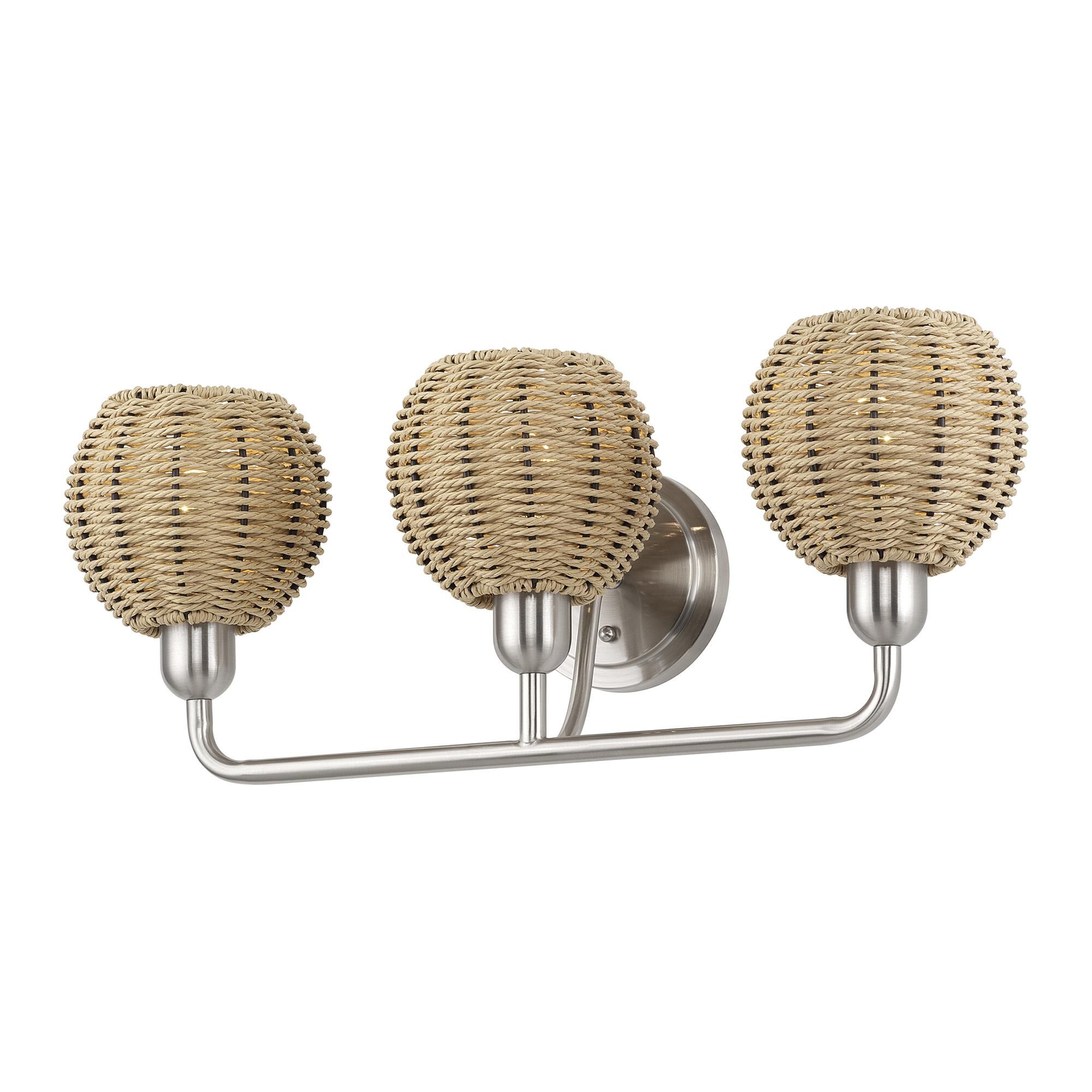 Shown in Brushed Nickel finish and Hand-Woven French Beige Paper Rope shade