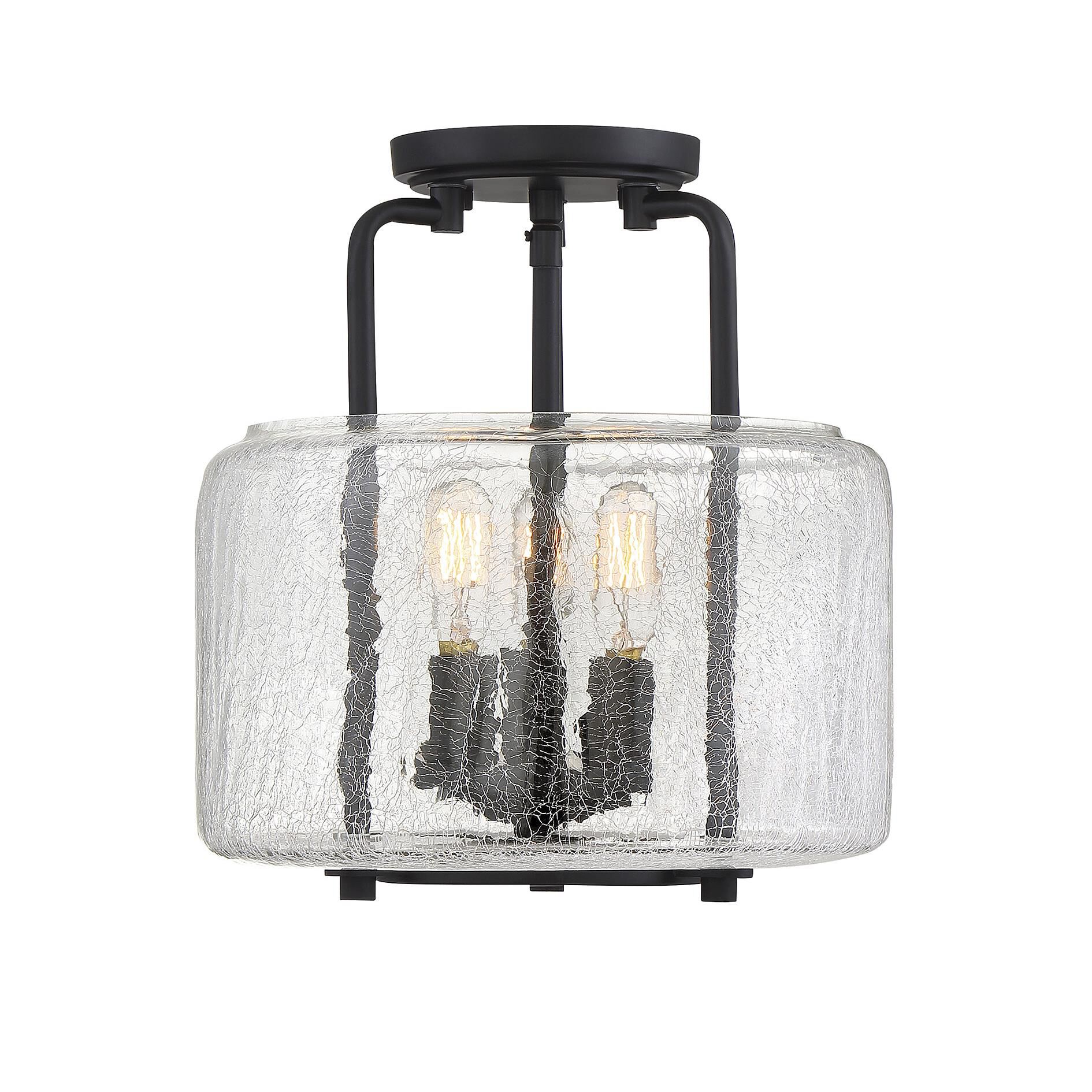 Shown in Black finish and Crackled glass