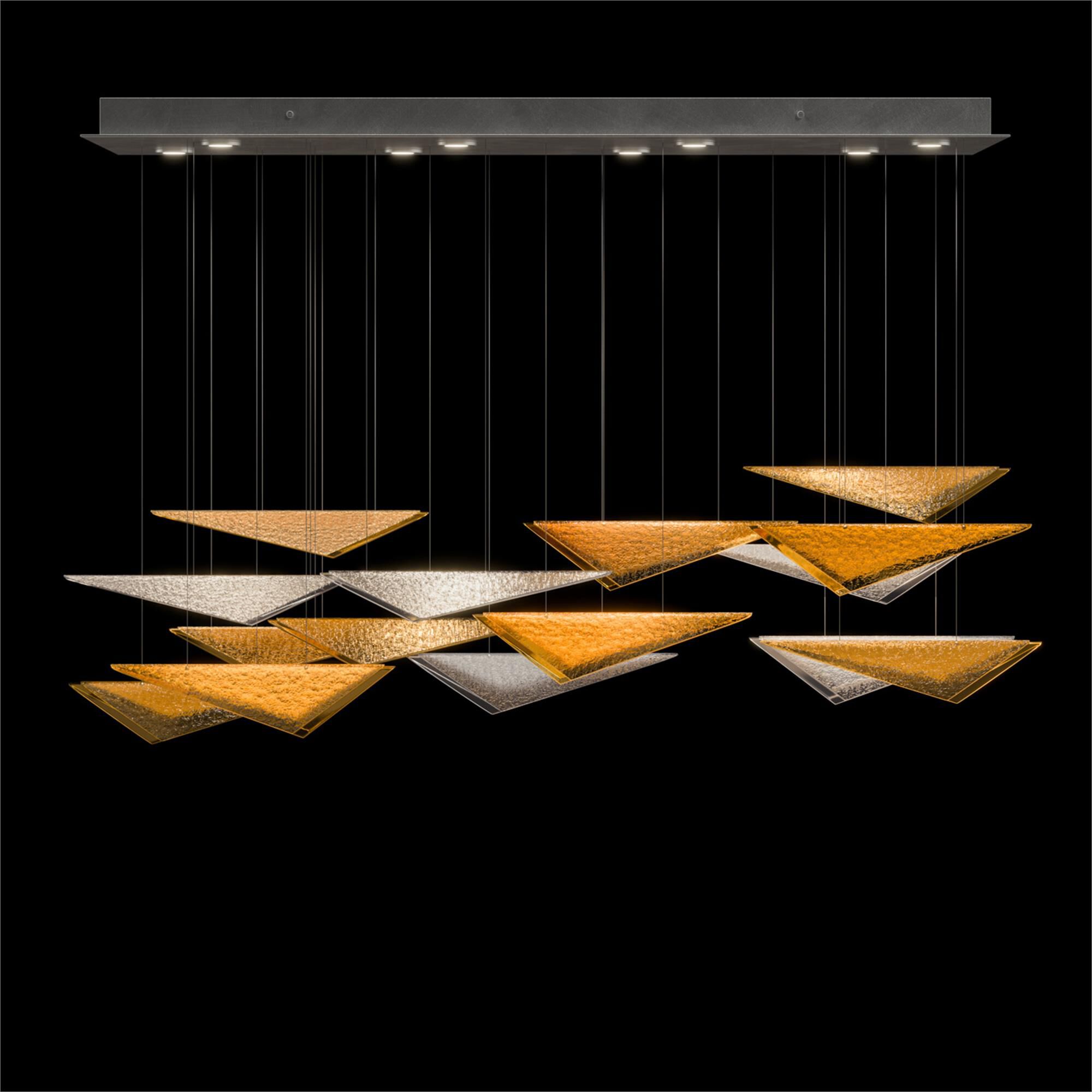 Shown in Silver finish and Amber Hammered glass