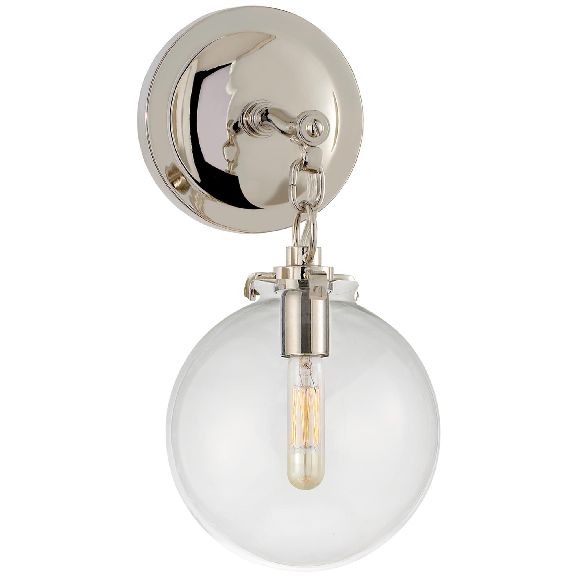Shown in Polished Nickel finish and Clear glass