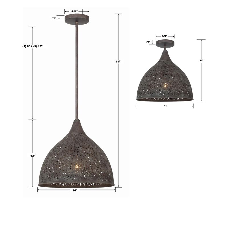 Jasmine 14 Inch Semi Flush Mount by Crystorama