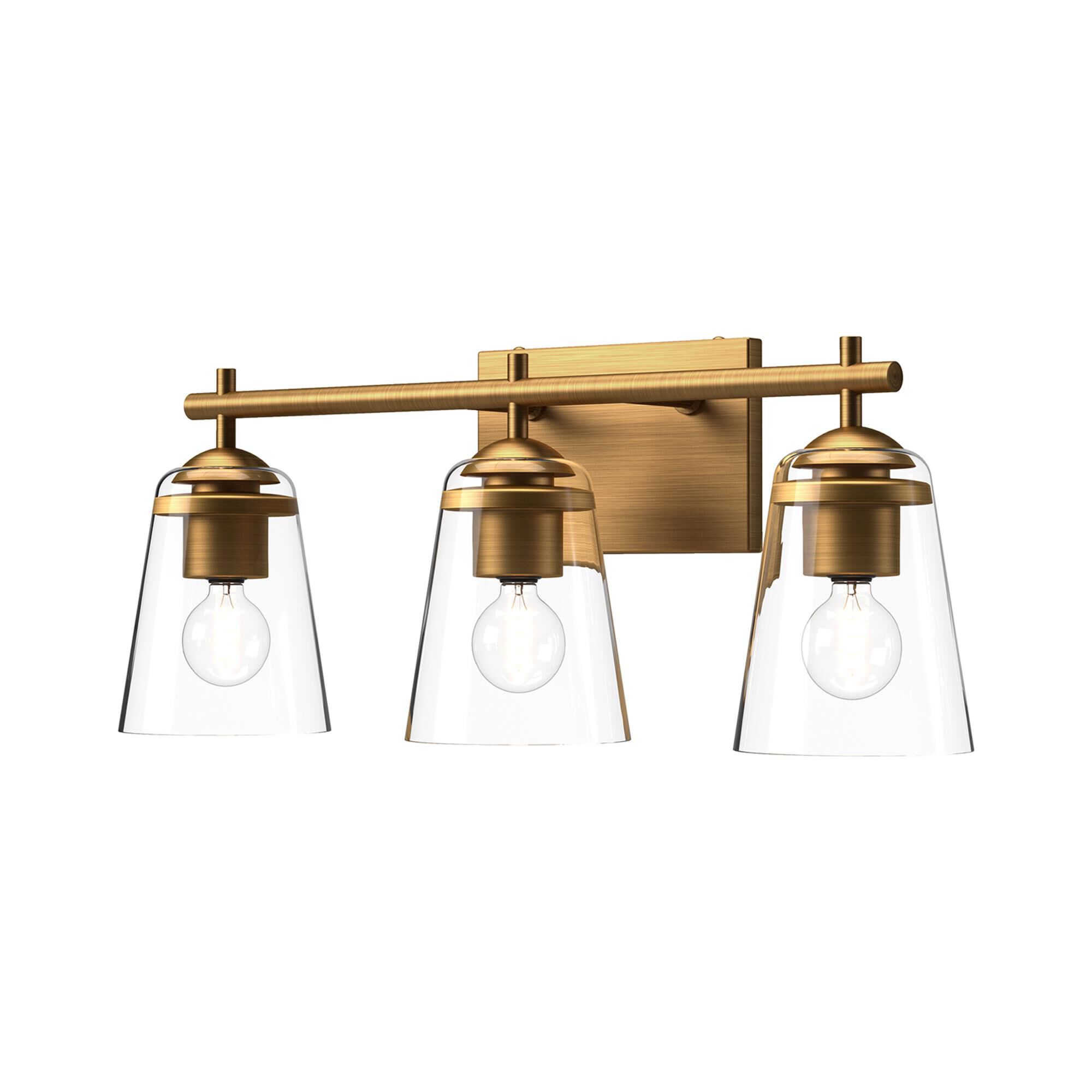 Shown in Aged Gold finish and Clear glass