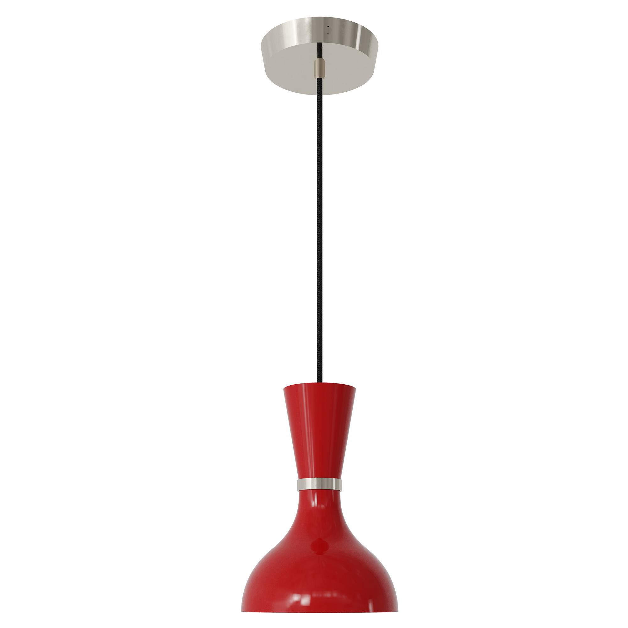 Shown in Polished Nickel finish and Ruby Red shade
