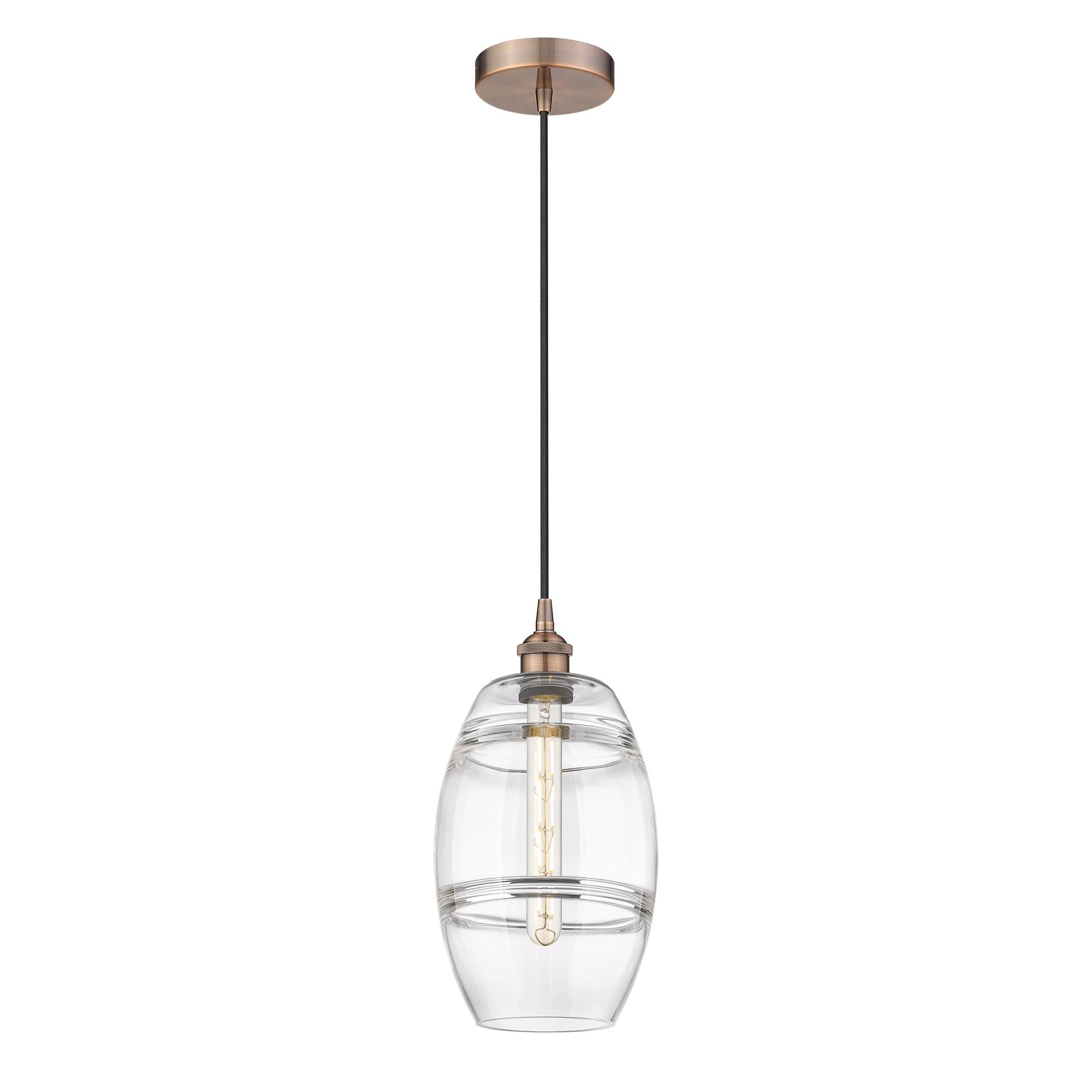 Shown in Antique Copper finish and Clear glass