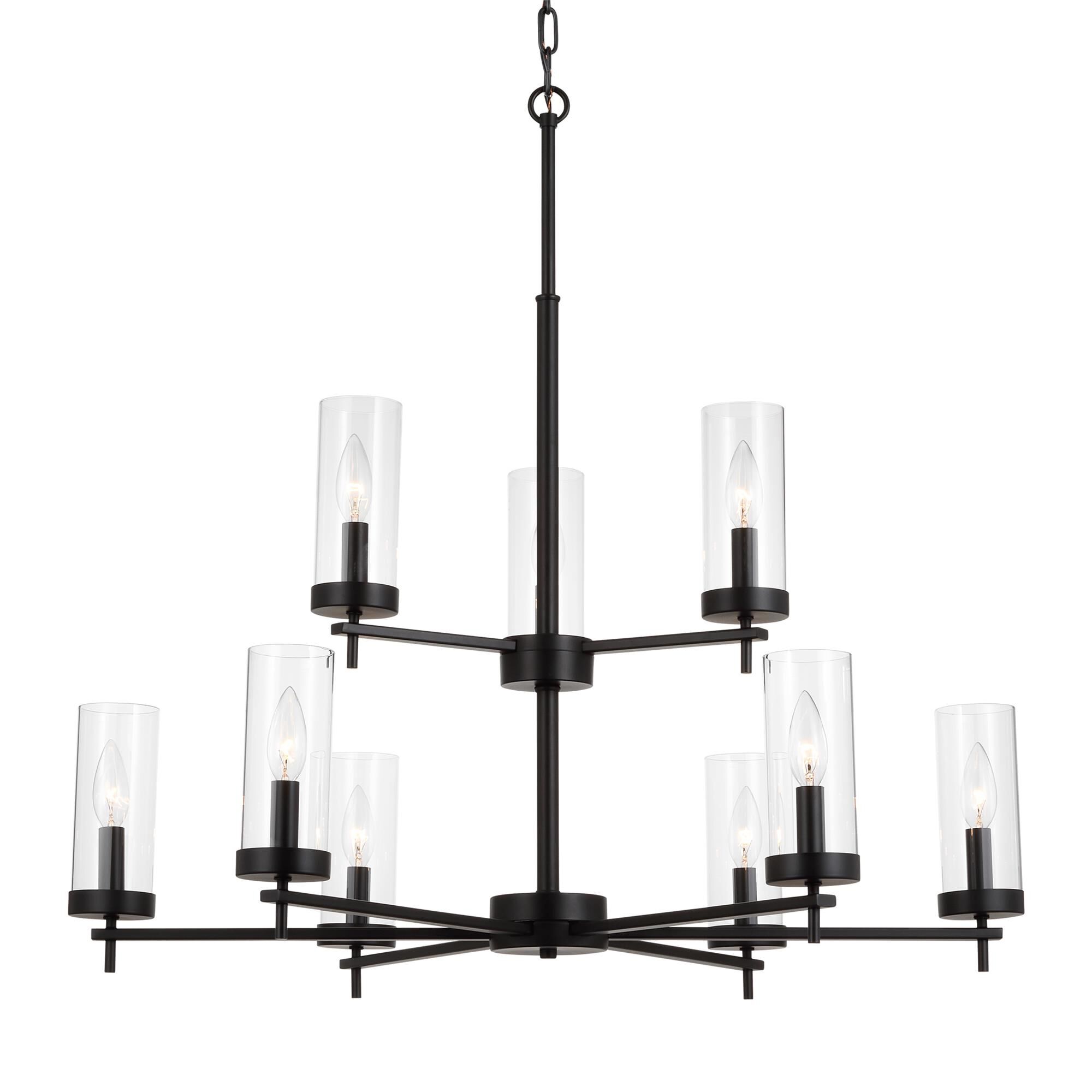 Shown in Midnight Black finish and Clear Glass s shade