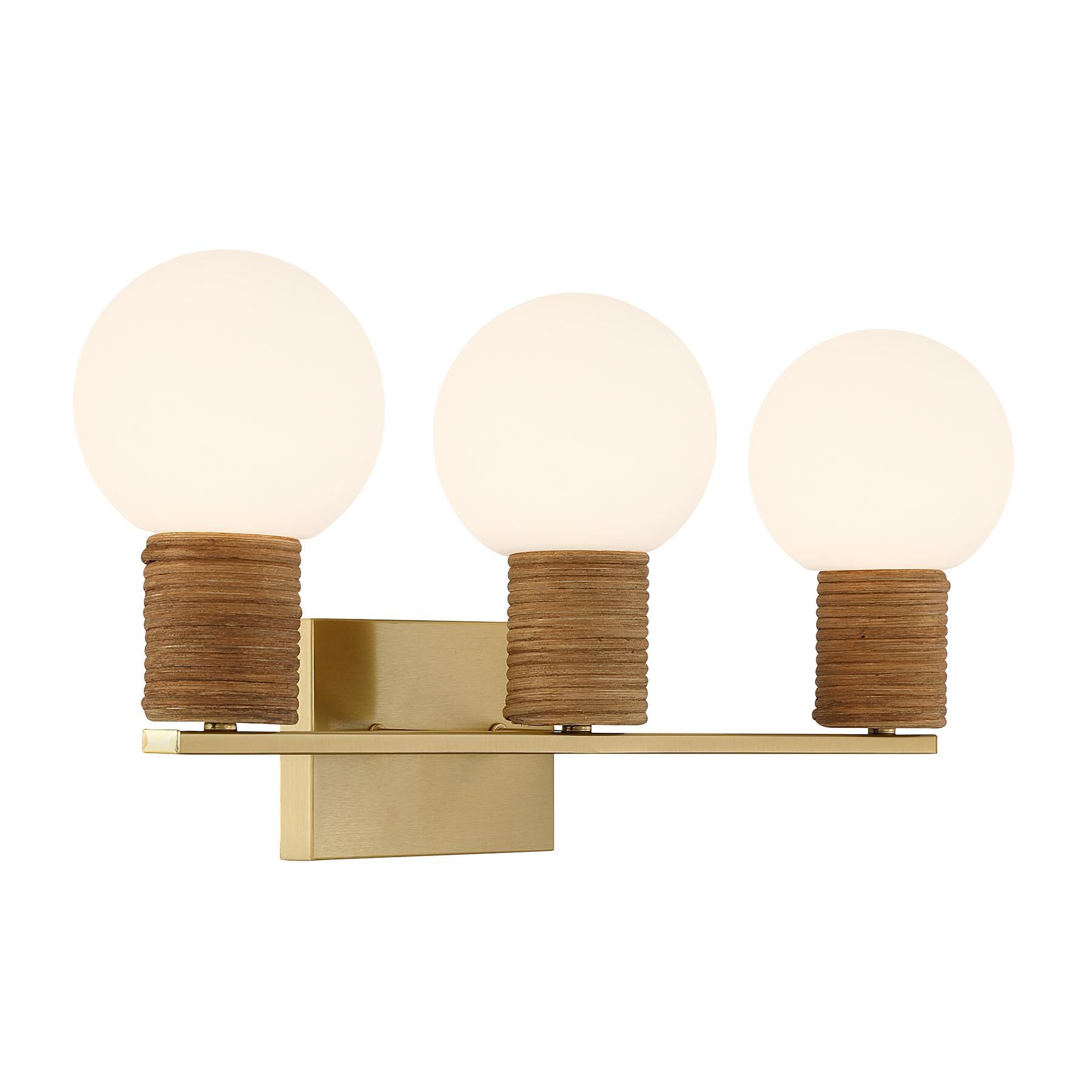 Shown in Warm Brass finish and White Opal glass