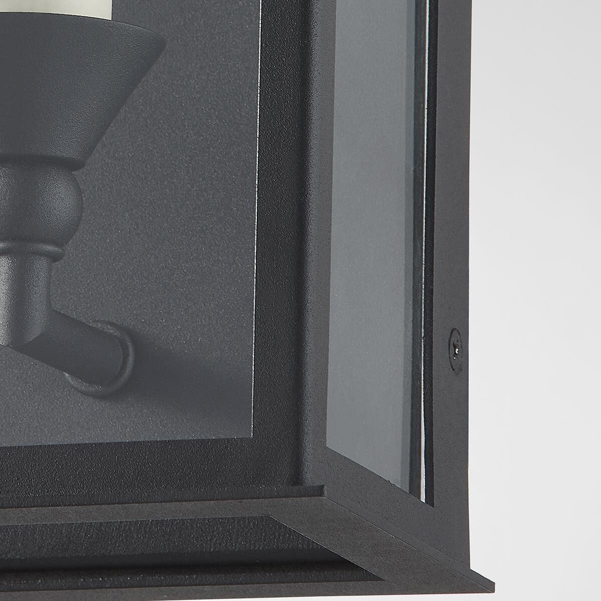 Shown in Textured Black finish and Clear shade