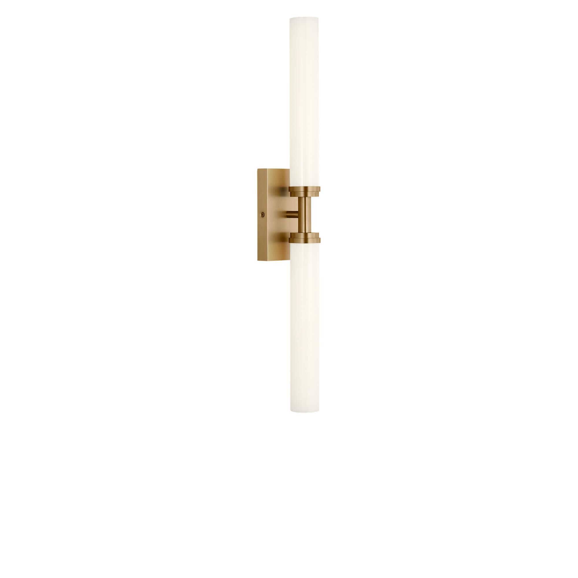 Shown in Satin Brass finish and White Acrylic shade