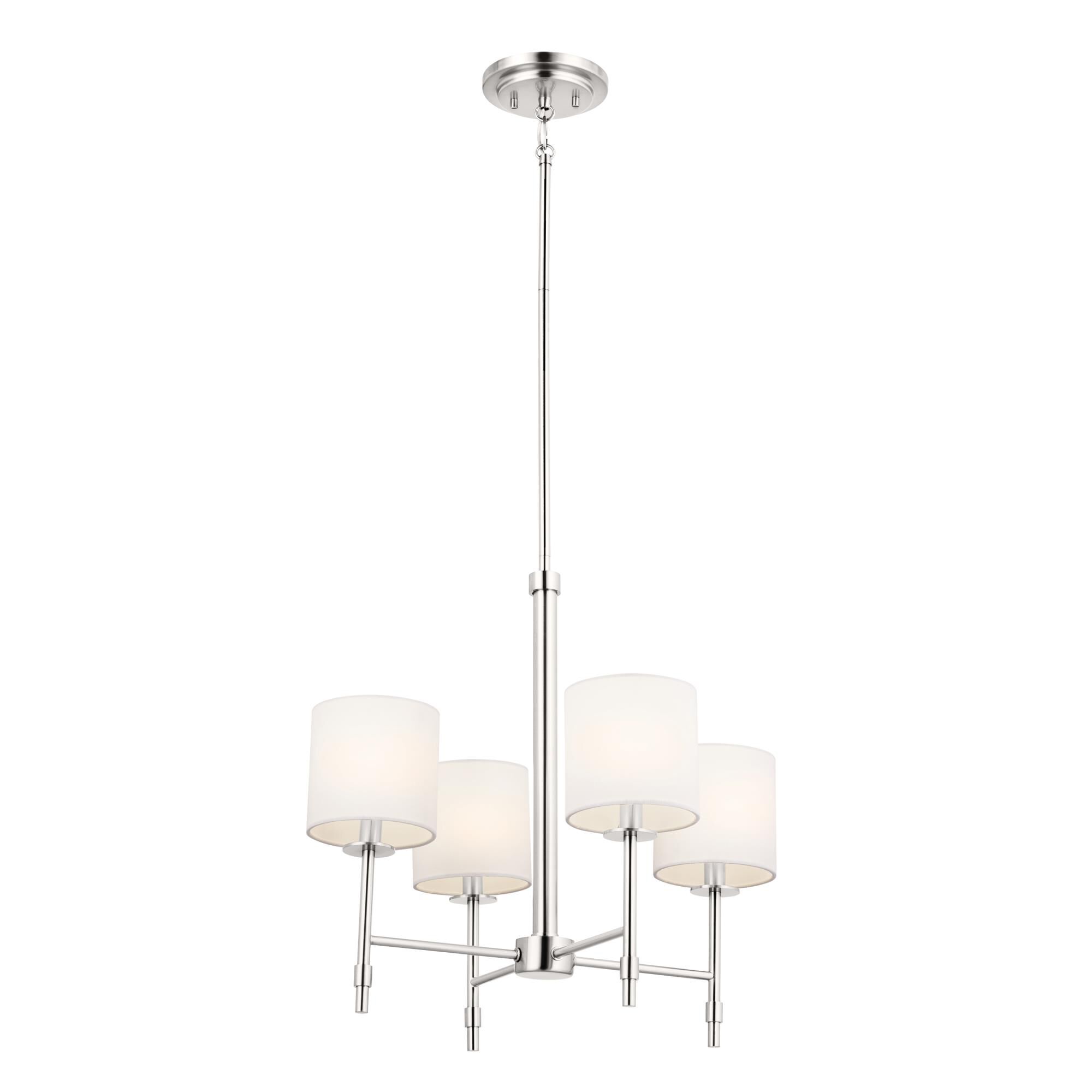 Shown in Polished Nickel finish and Fabric and Drum shade