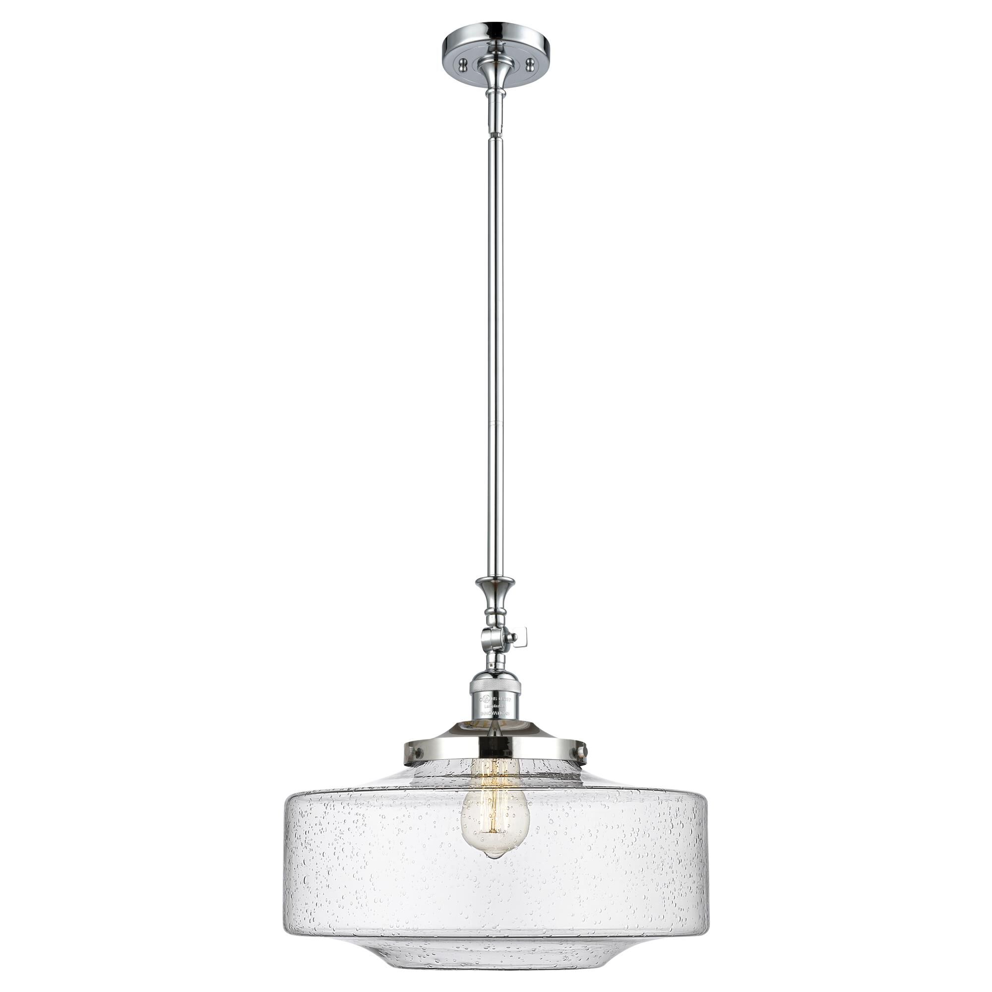 Shown in Polished Chrome finish and Seedy Large Bridgeton glass