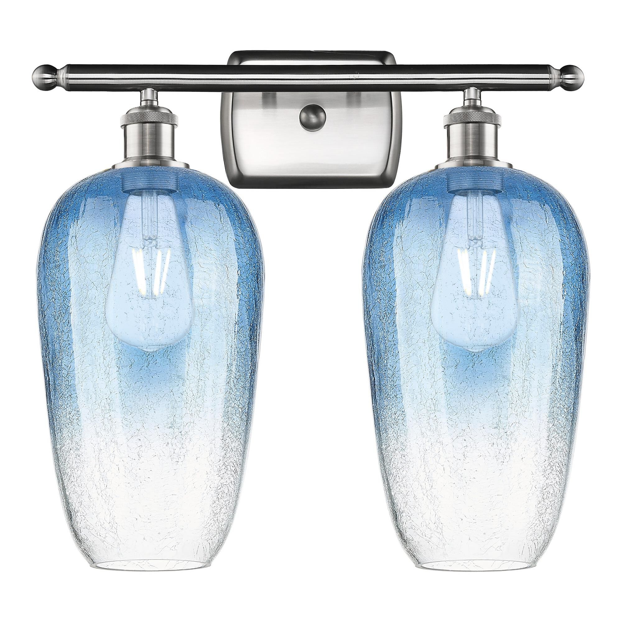 Shown in Brushed Satin Nickel finish and Sapphire Blue glass