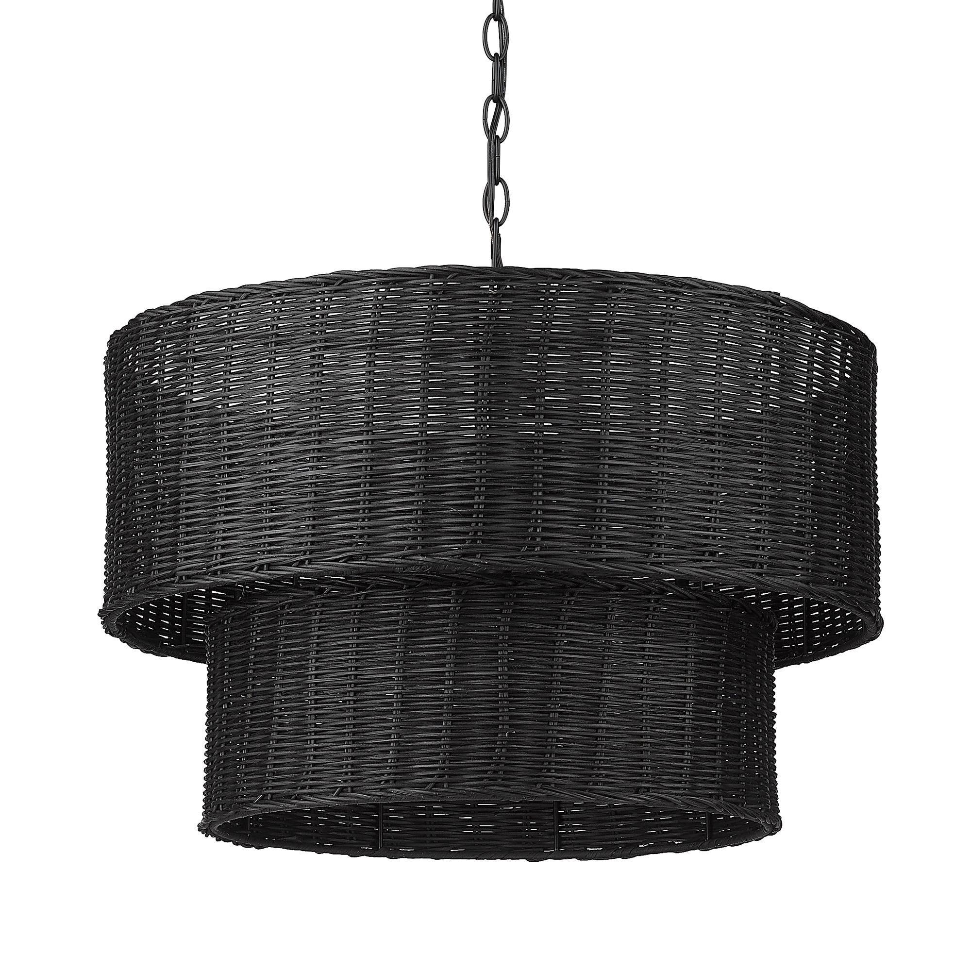 Shown in Matte Black finish and Black Wicker shade