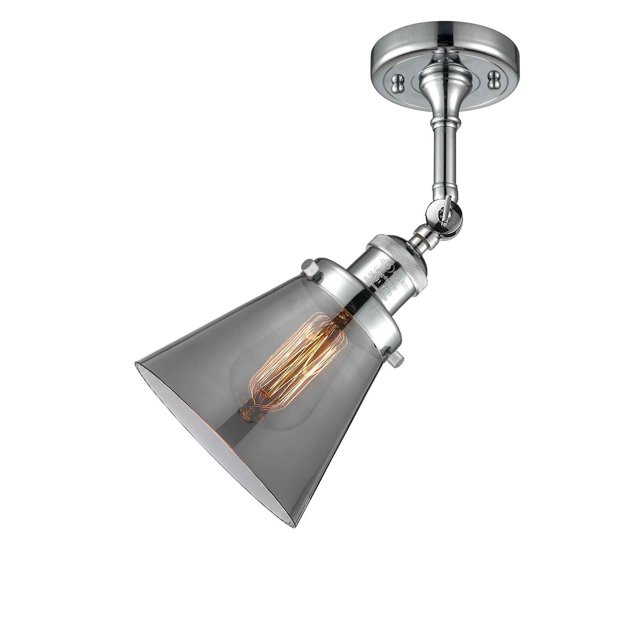 Shown in Polished Chrome finish and Smoked glass and None accent