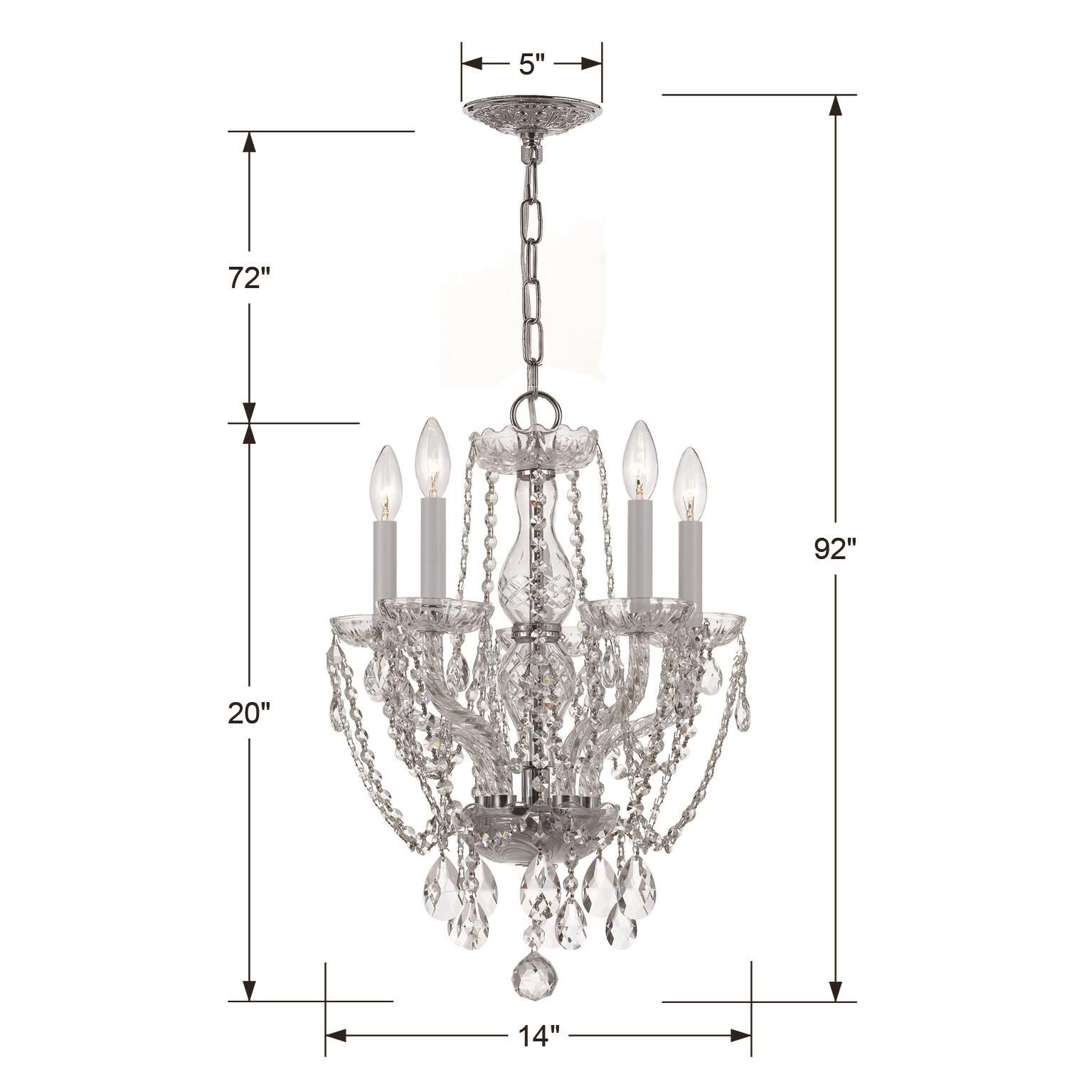 Traditional Crystal 14 Inch 5 Light Mini Chandelier by Crystorama