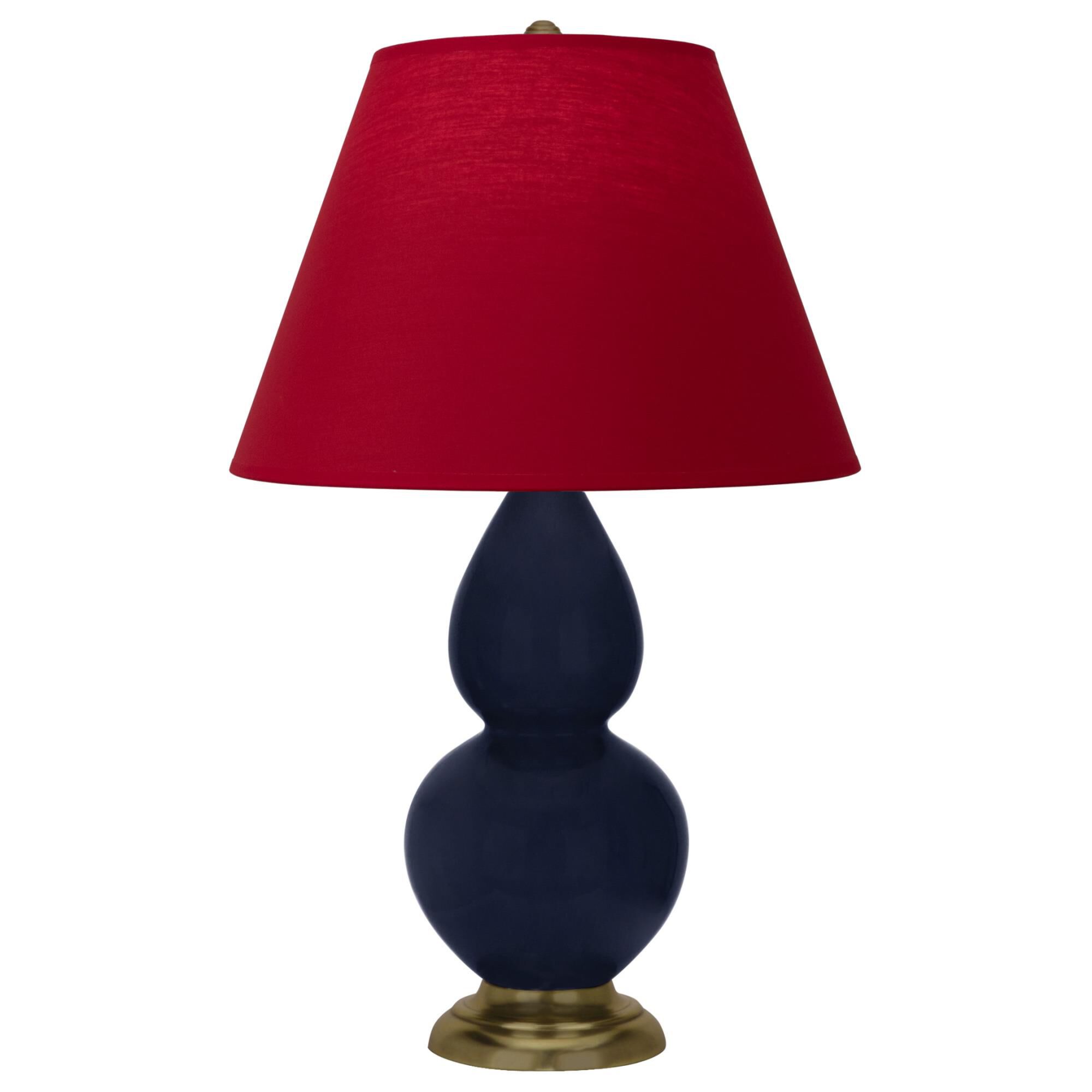 Shown in Midnight Blue finish and Rose Red with Ink Black Lining shade and Antique Brass accent