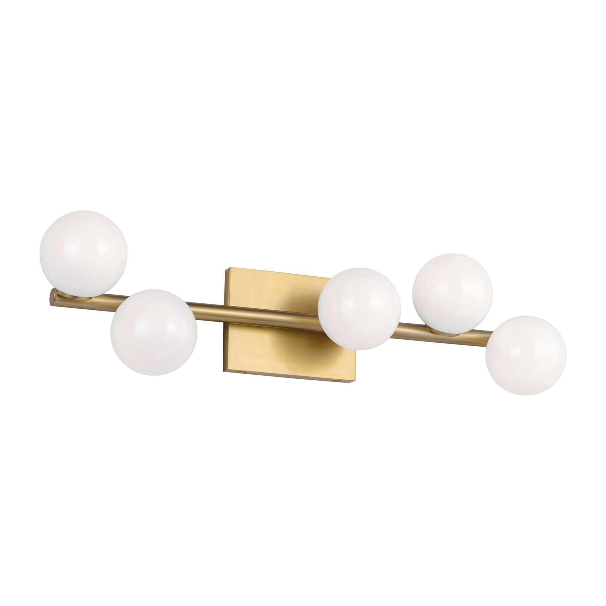 Shown in Burnished Brass finish and Milk glass