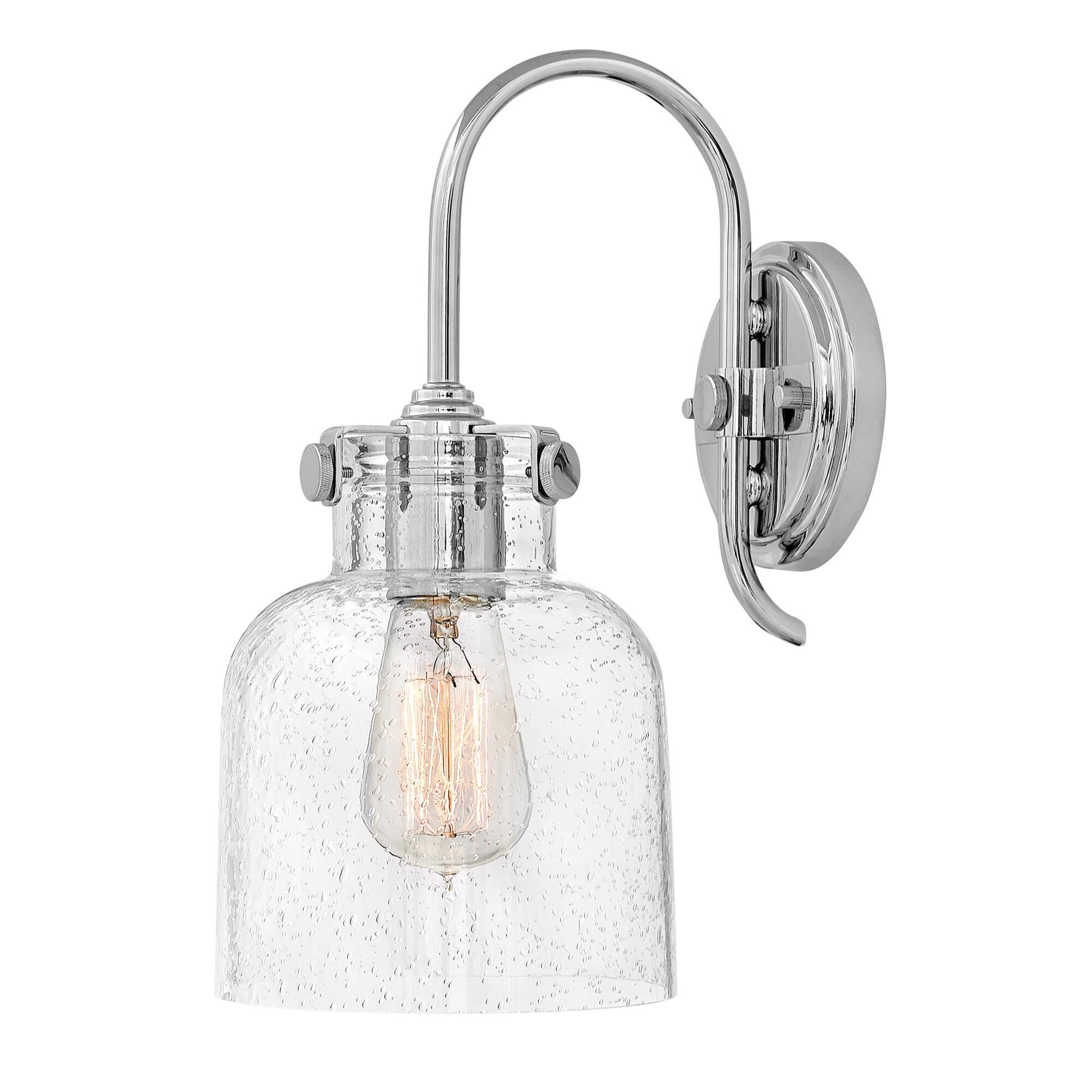 Shown in Chrome finish and Clear Seedy glass