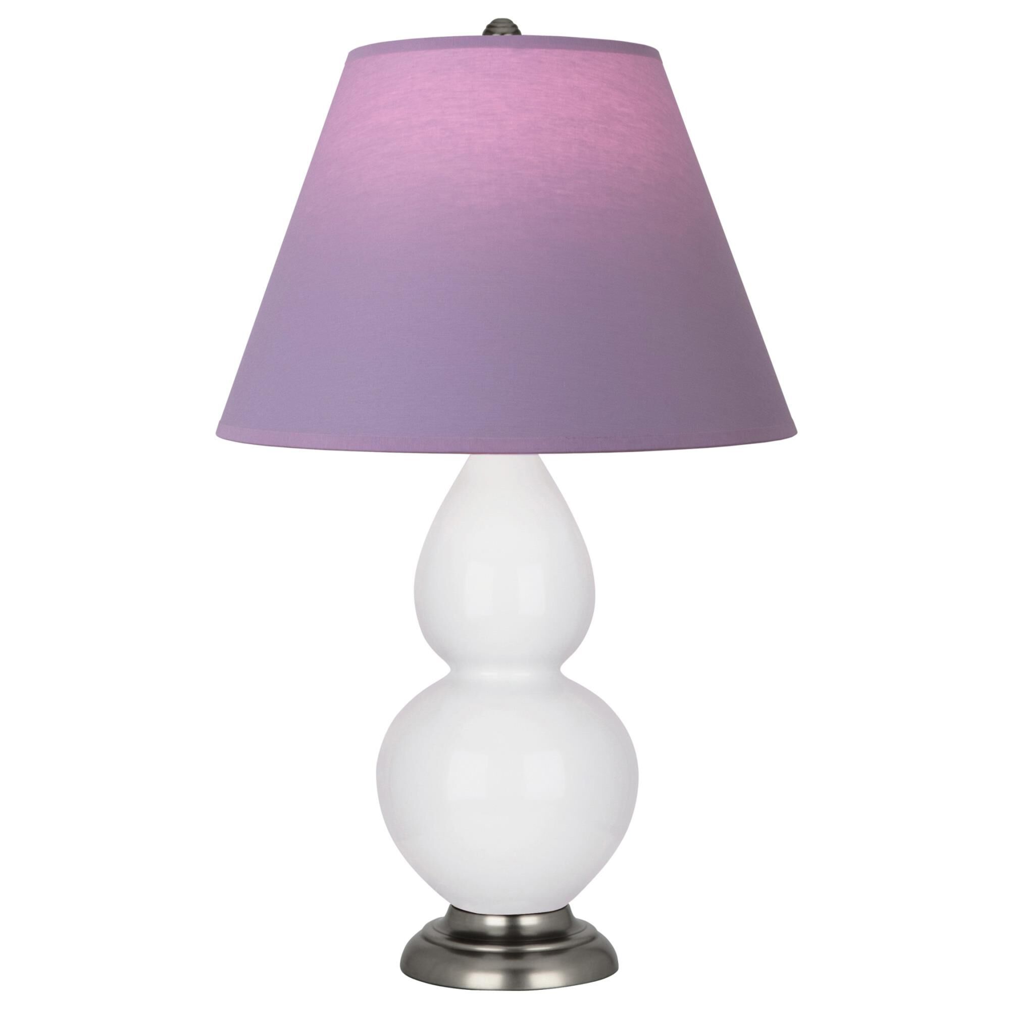 Shown in Daisy finish and Lavender and Plum shade and Antique Silver accent