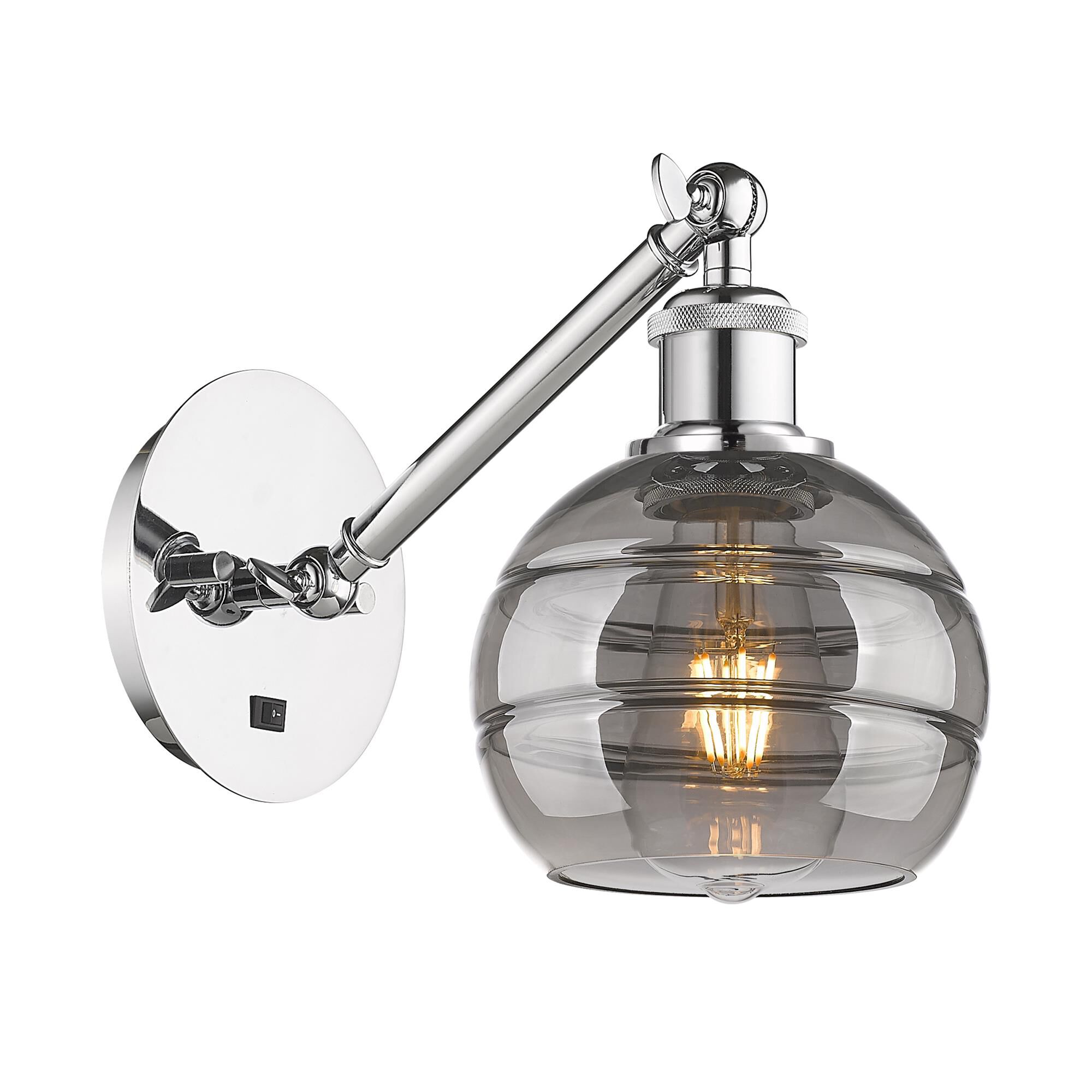 Shown in Polished Chrome finish and Light Smoke glass