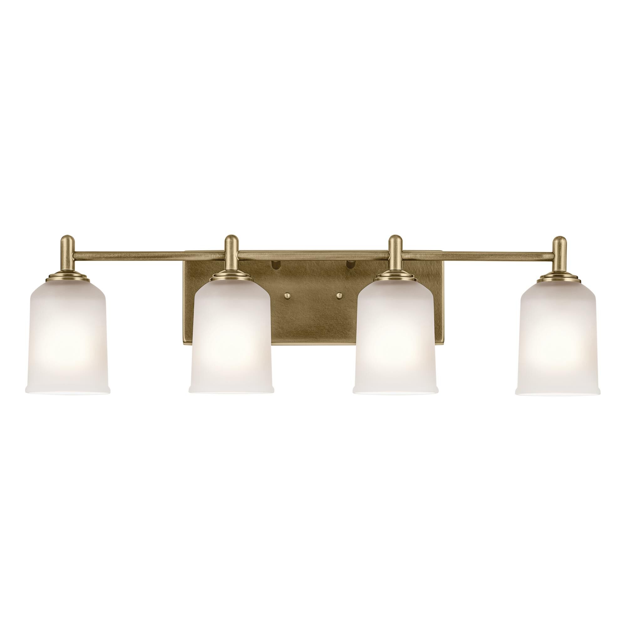 Shown in Natural Brass finish and Clear Satin Etched glass