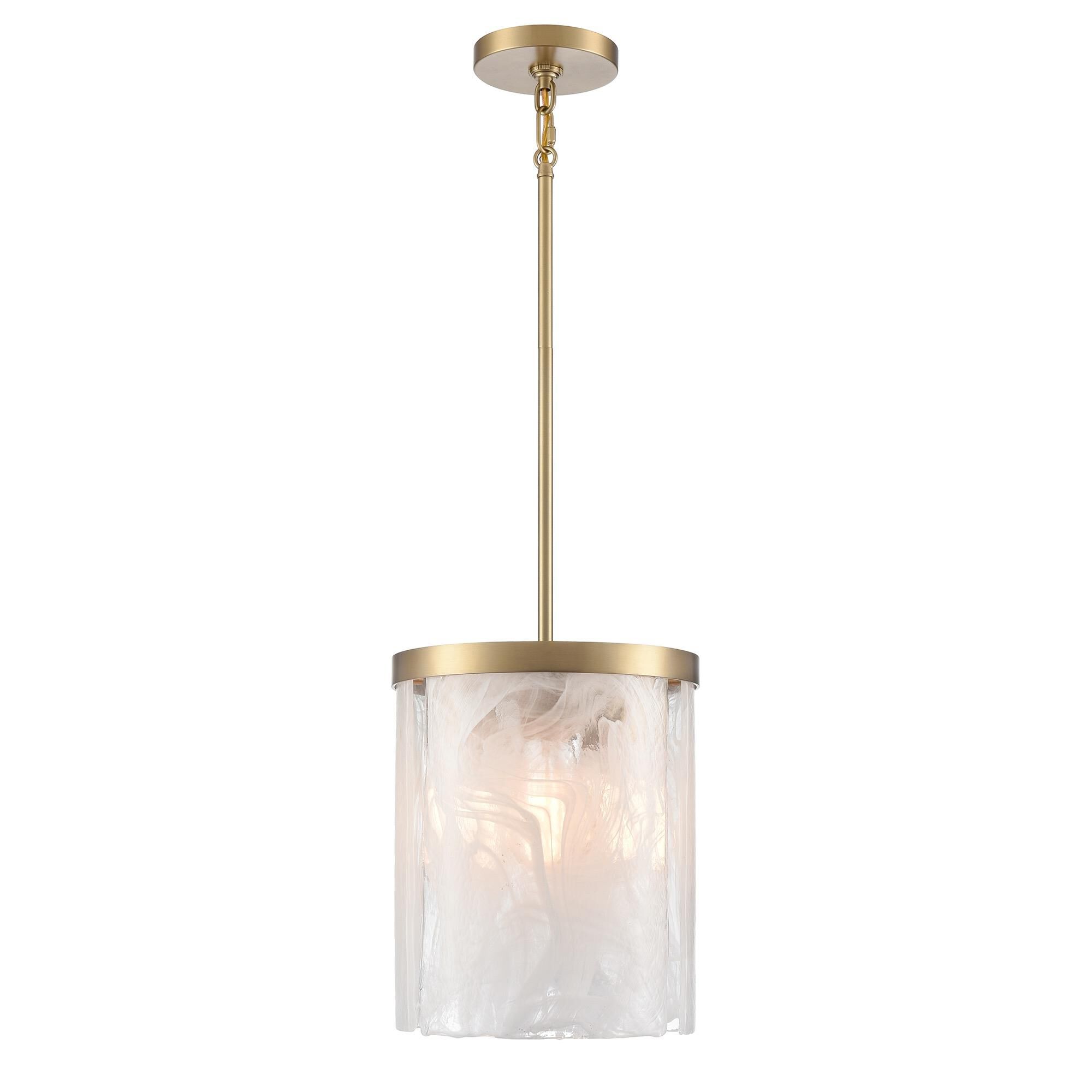 Shown in Brass finish and Clear Alabaster glass
