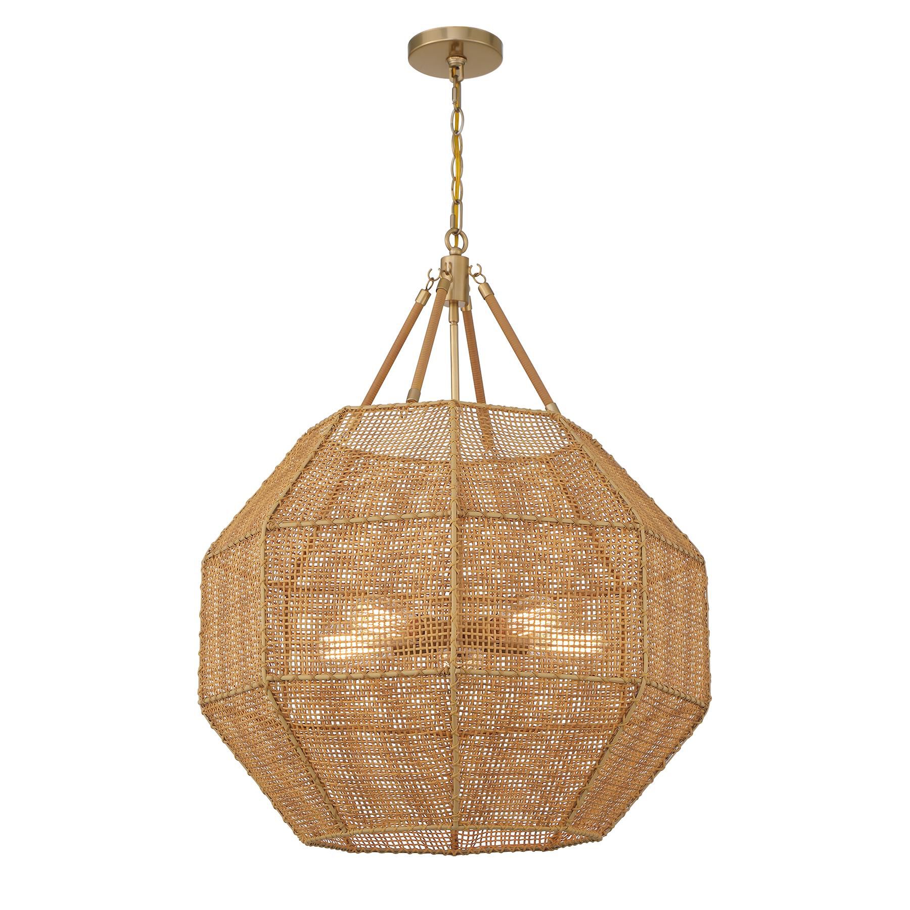 Shown in Burnished Brass And Rattan finish