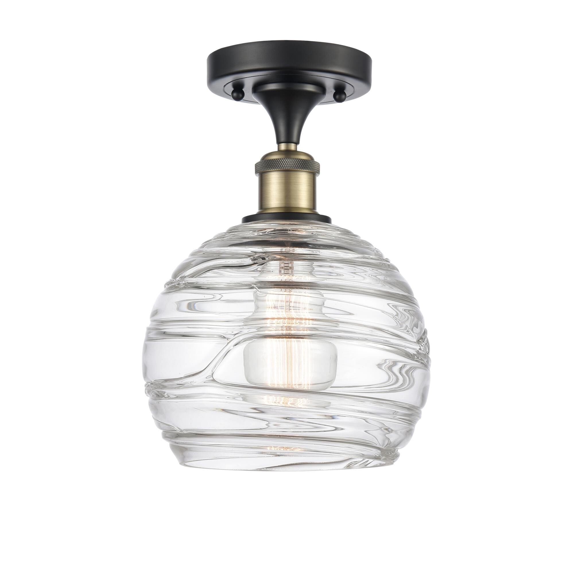 Shown in Black Antique Brass finish and Sphere glass and Glass shade