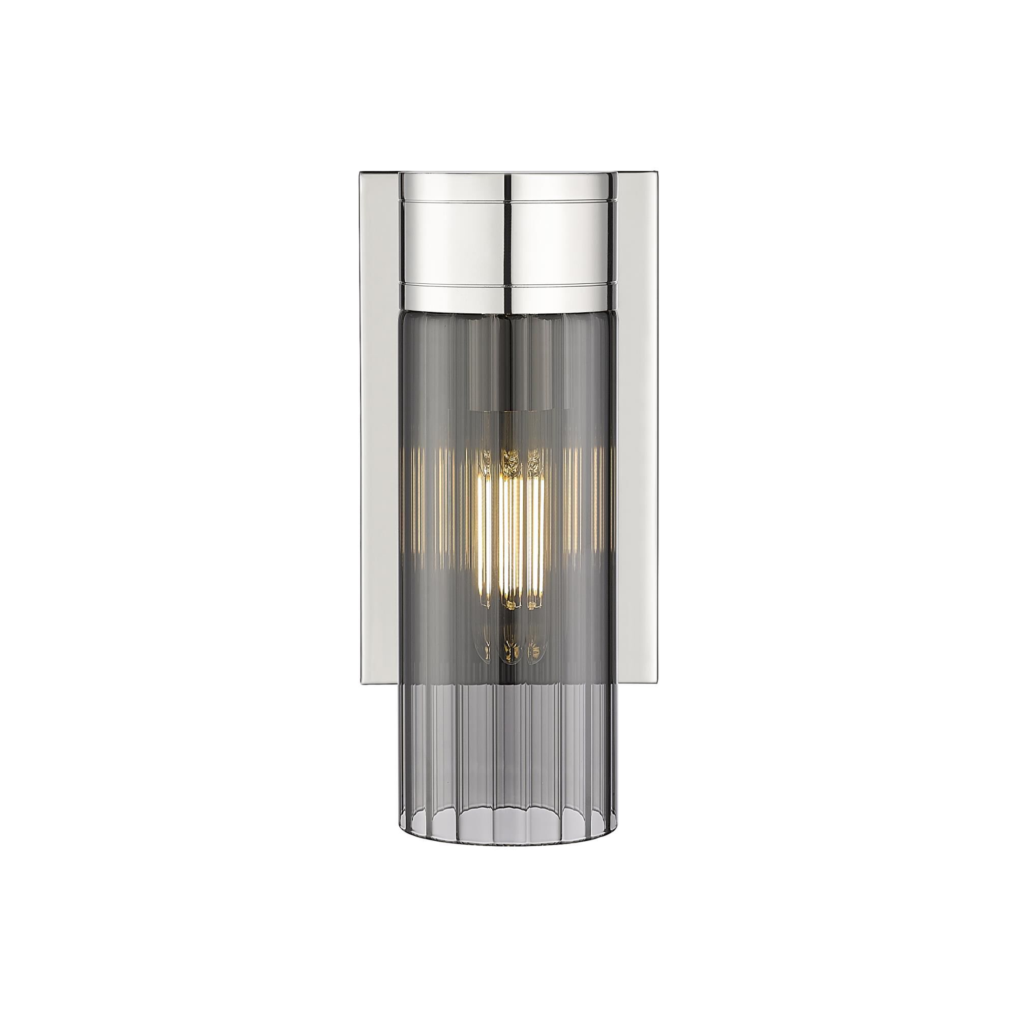Shown in Polished Nickel finish and Plated Smoke glass