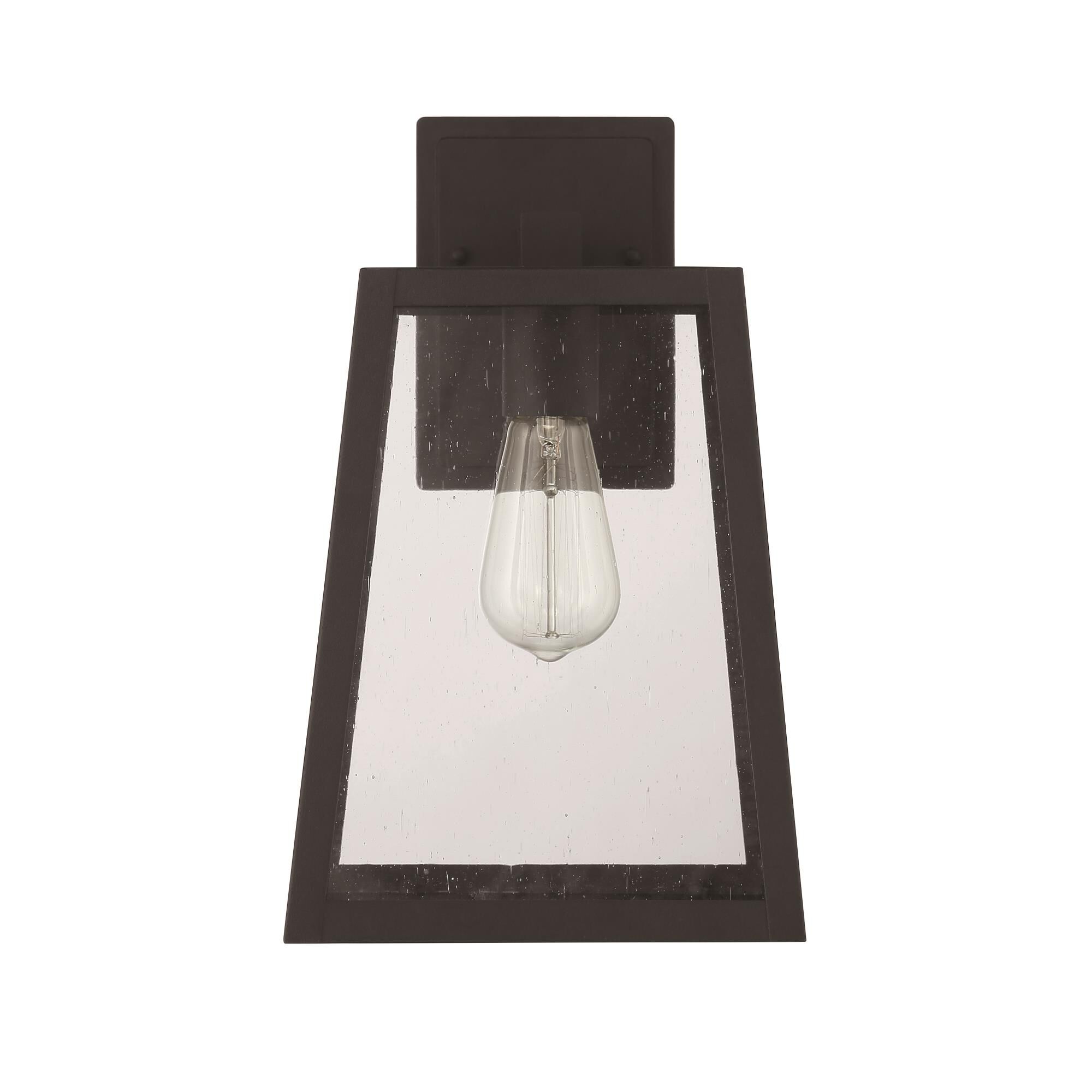 Shown in Textured Matte Black finish and Clear Seeded glass and Glass shade