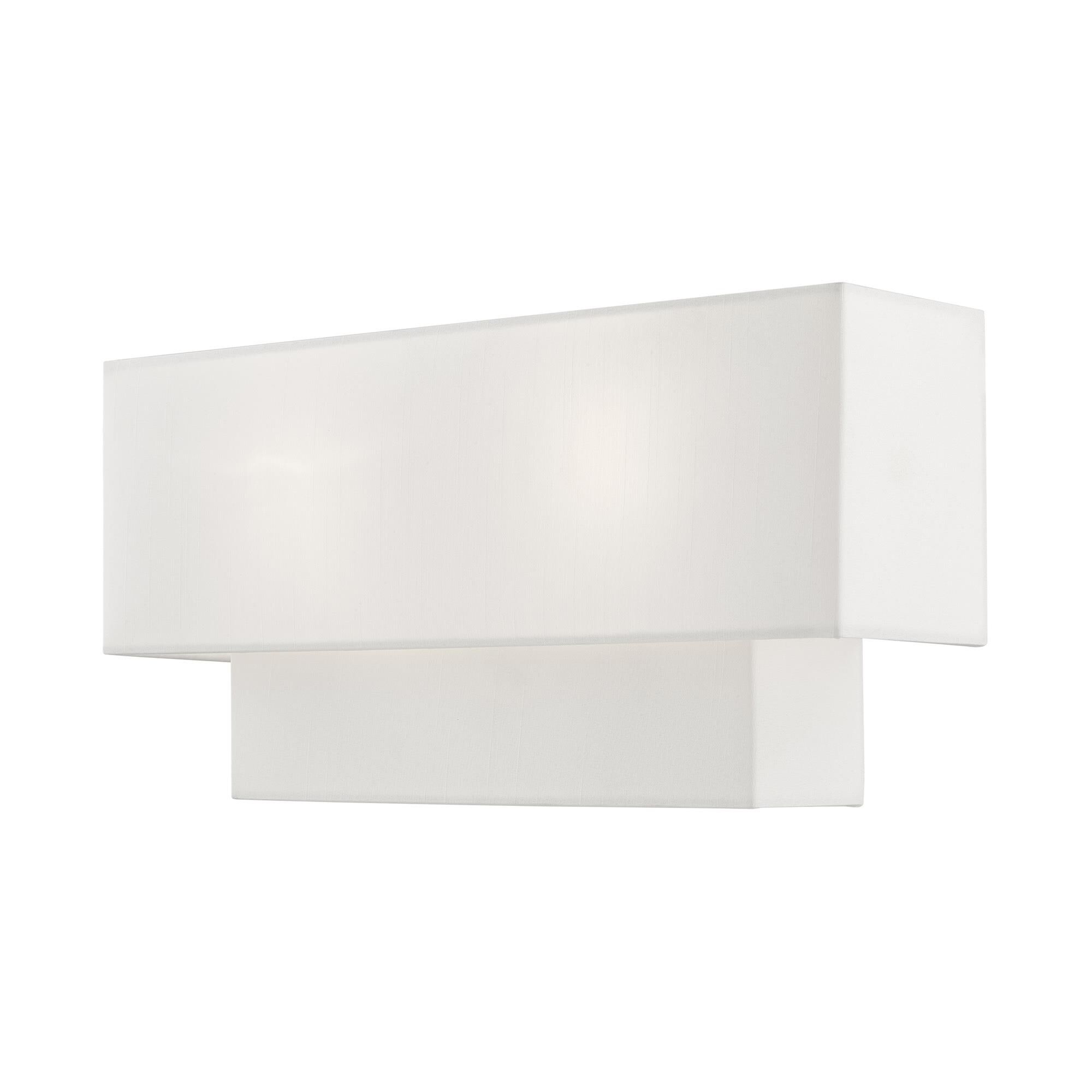 Shown in Brushed Nickel finish and Hand Crafted Off-White Fabric Outside & White Fabric Inside Hardback shade