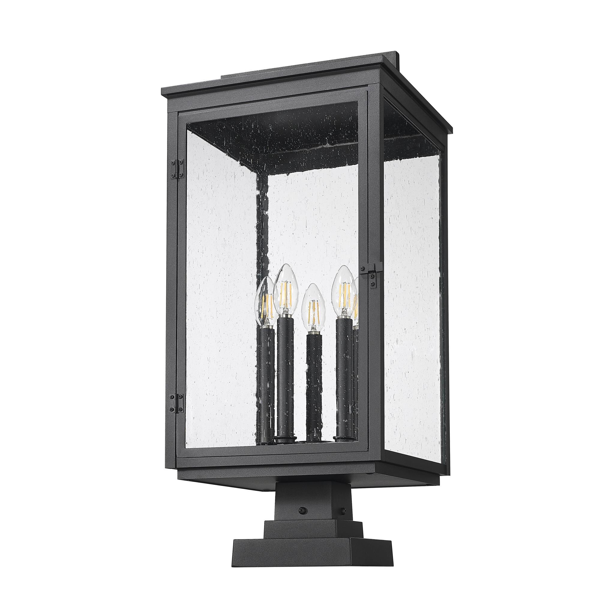 Shown in Sand Black finish and Clear Seedy glass and Clear Seedy shade