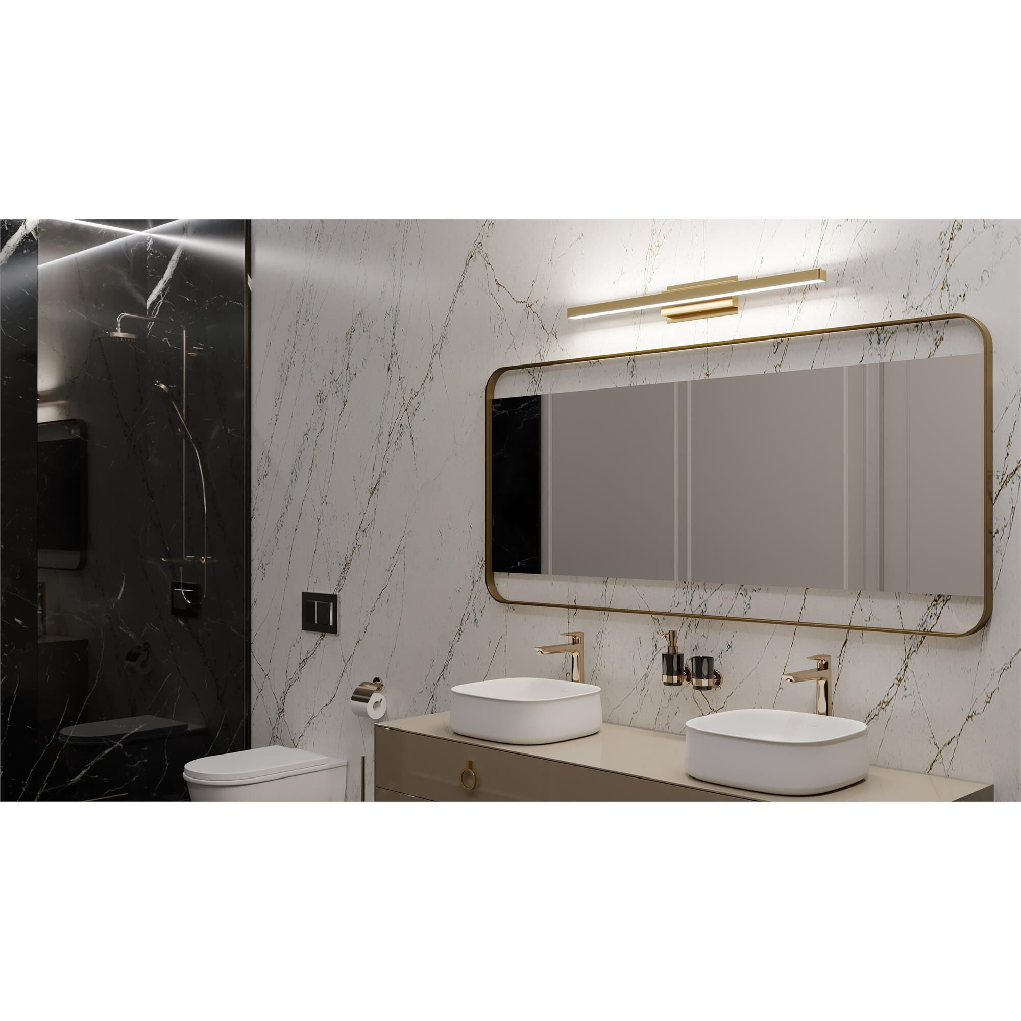 Shown in Satin Brass finish and White Acrylic shade
