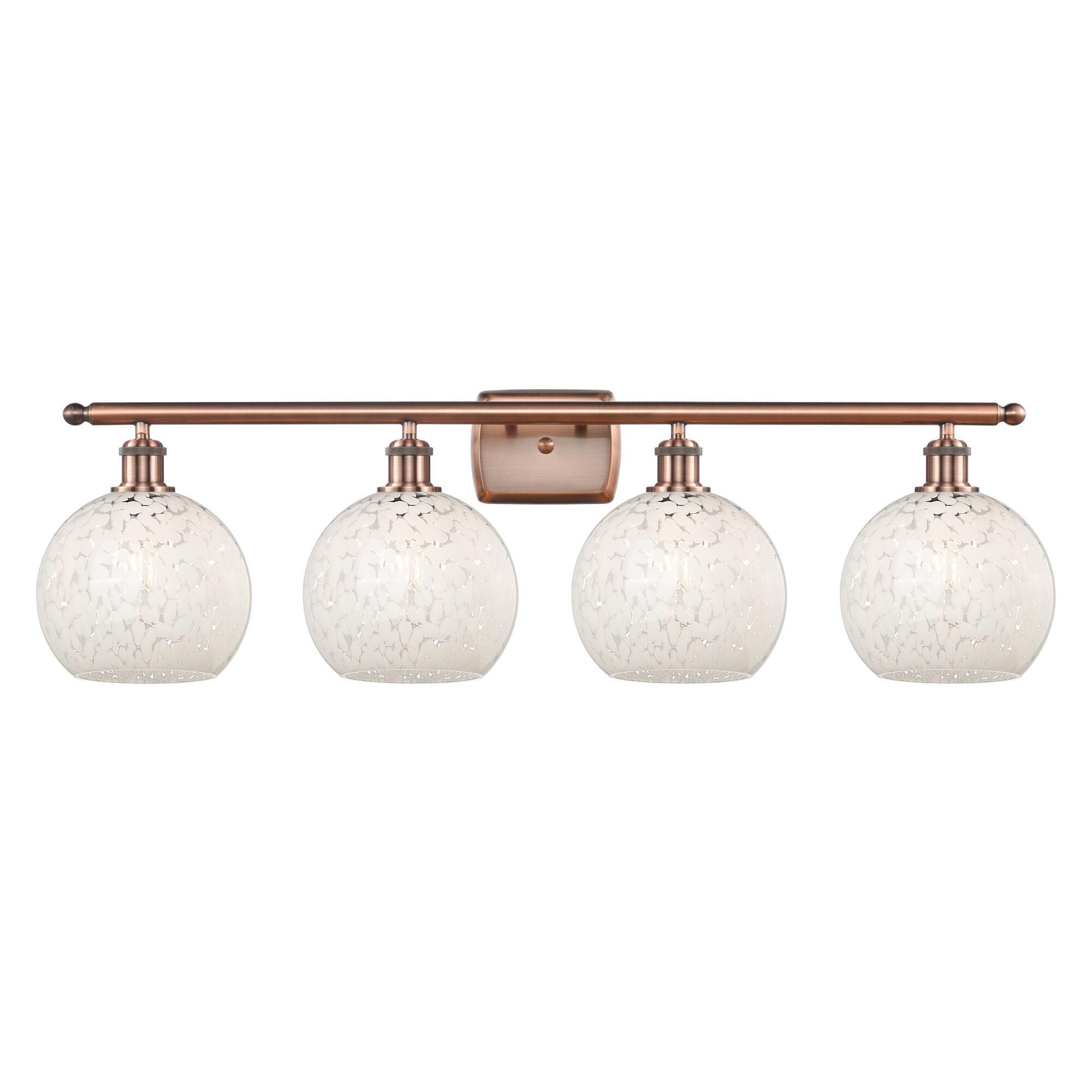 Shown in Antique Copper finish and White Mouchette glass