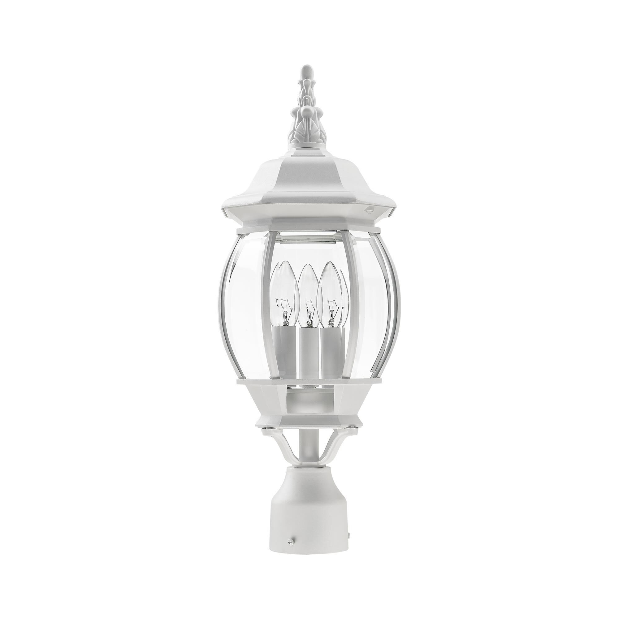 Shown in Textured White finish and Clear Beveled glass and Clear Beveled Glass shade