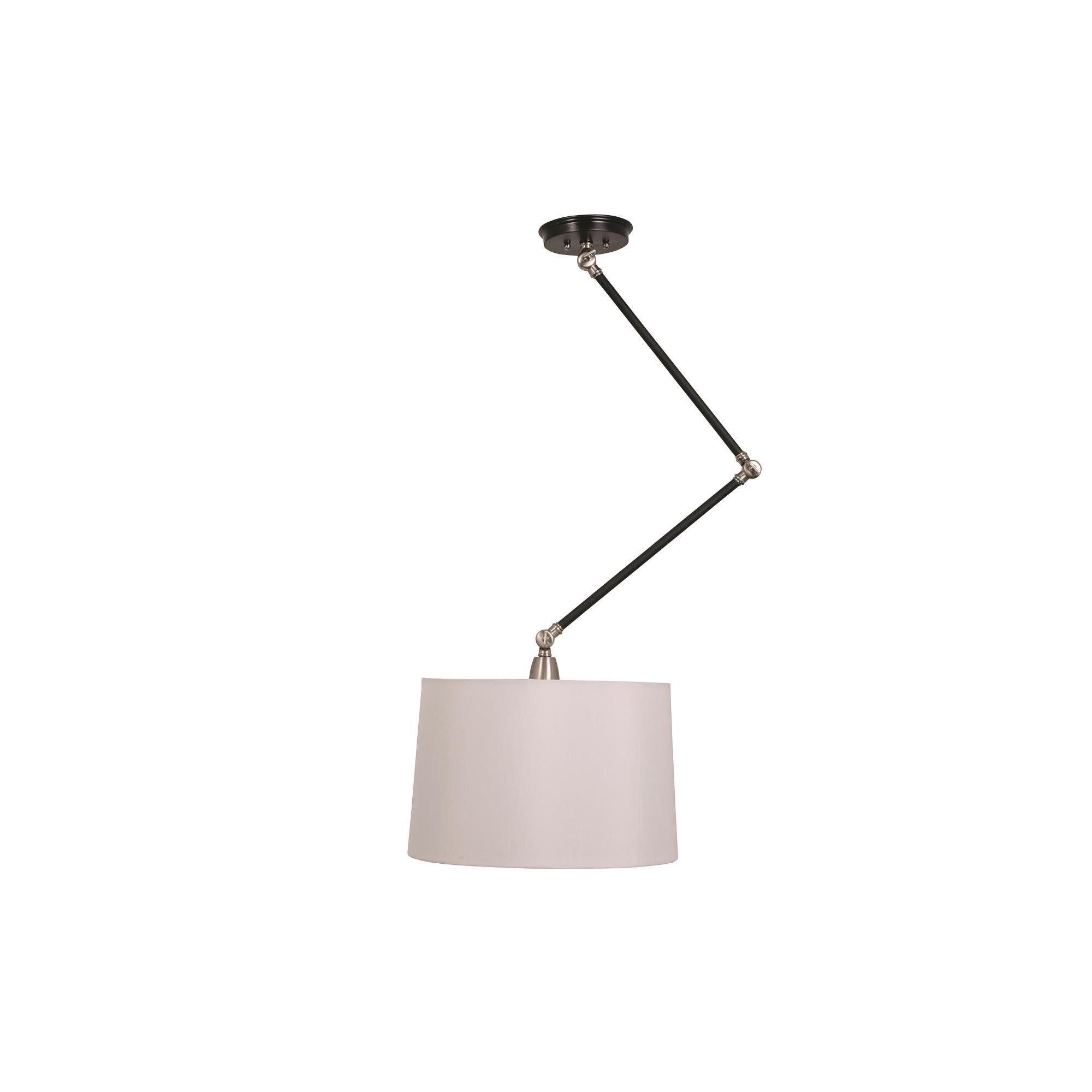 Shown in Black/Satin Nickel finish and Off White Linen Hardback /Uno Ring shade