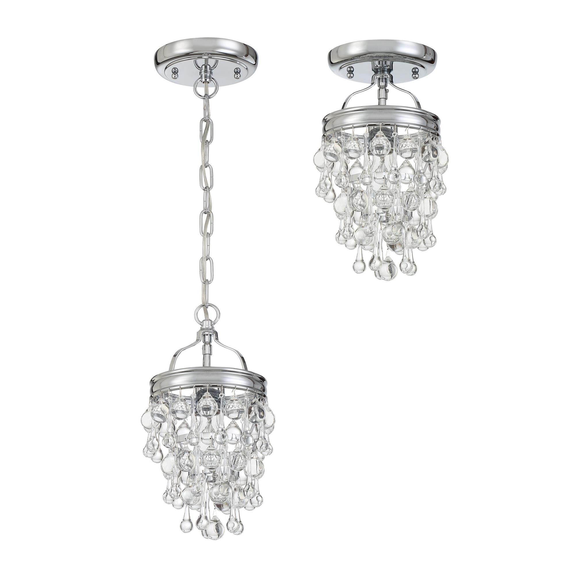 Shown in Polished Chrome finish and Clear Glass Drops crystal