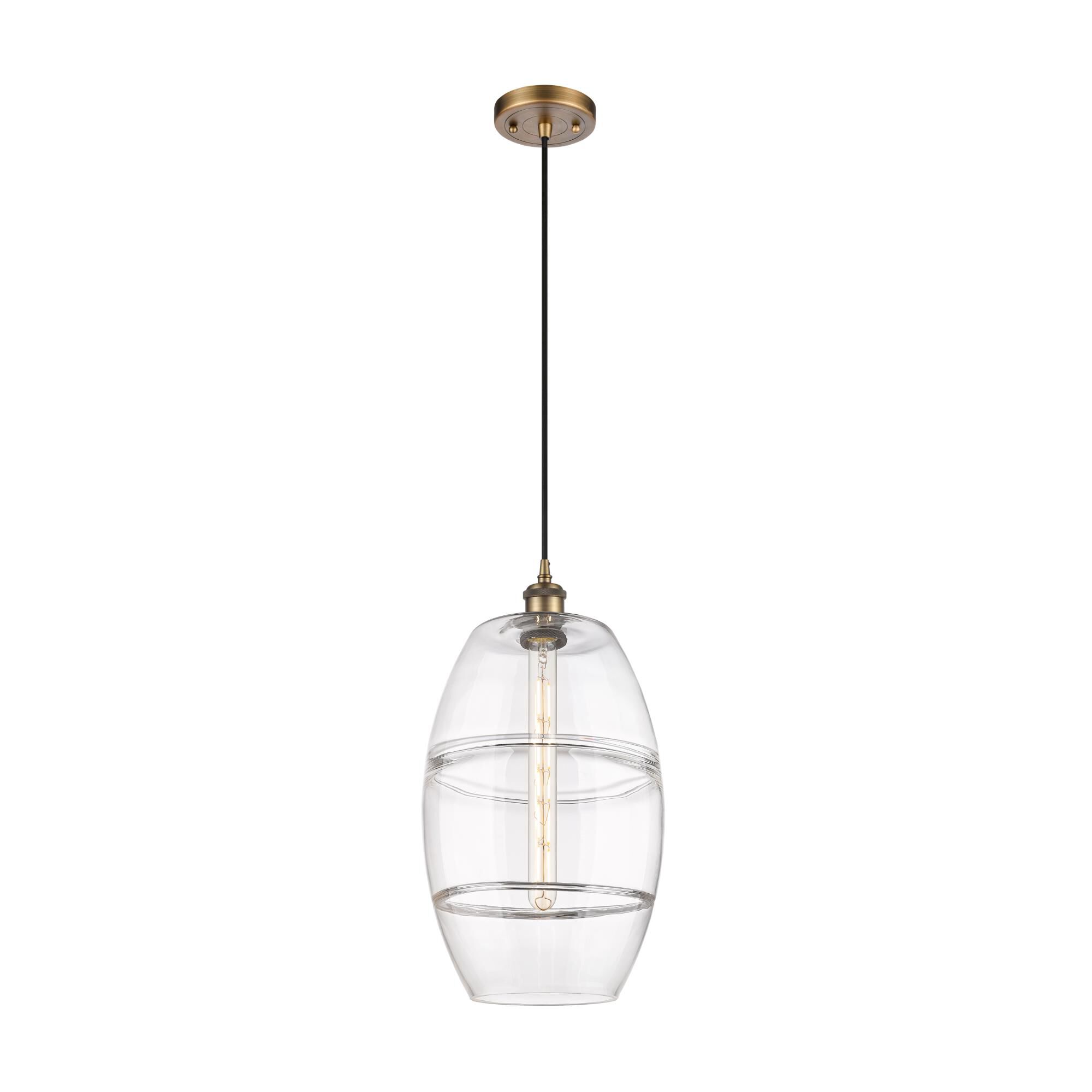 Shown in Brushed Brass finish and Clear glass