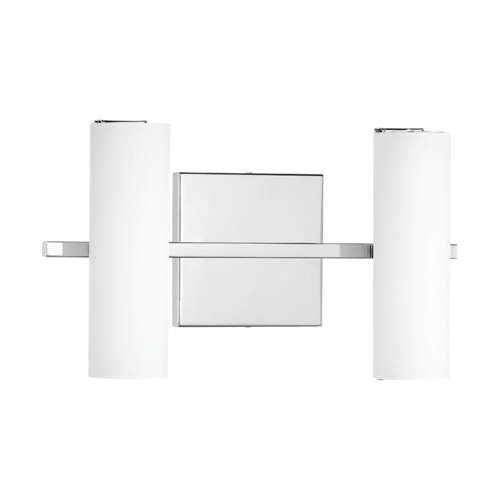 Shown in Polished Chrome finish and Etched White glass