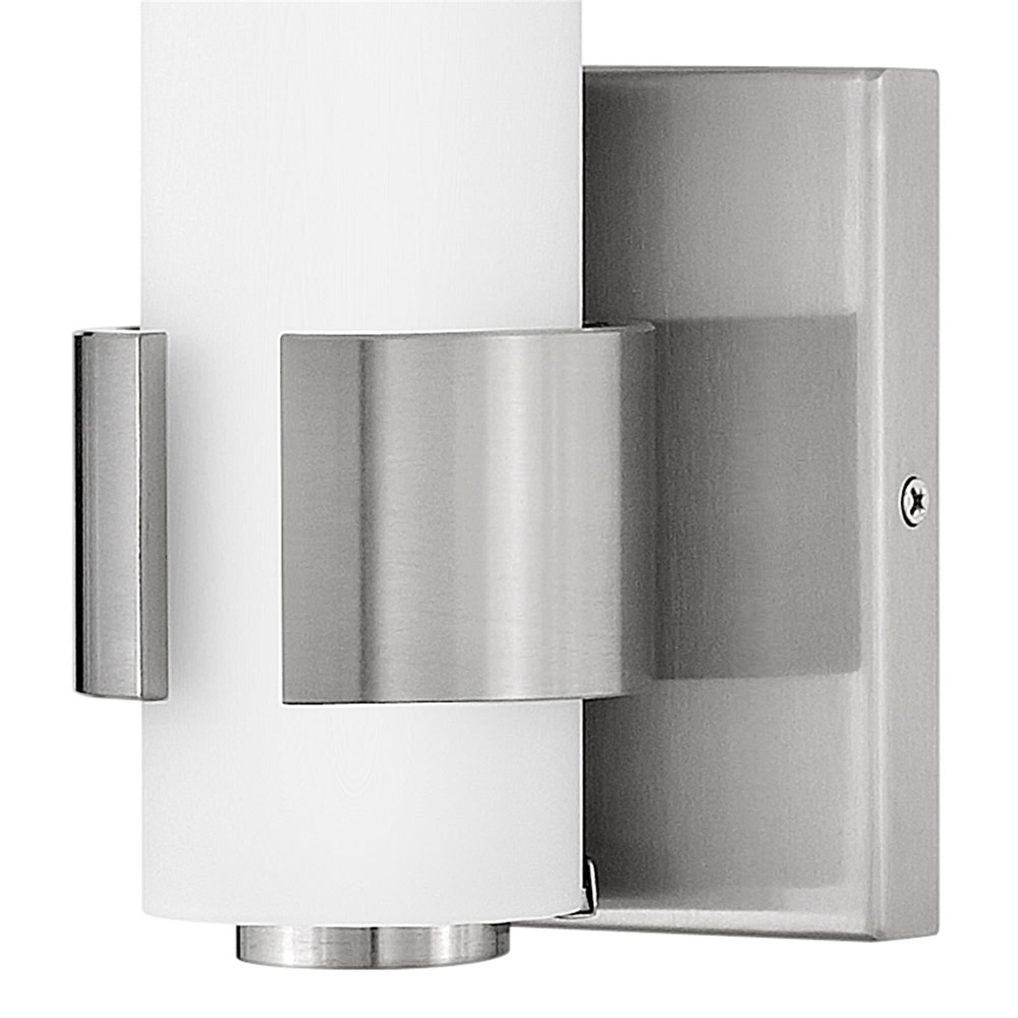 Shown in Brushed Nickel finish and Etched White glass