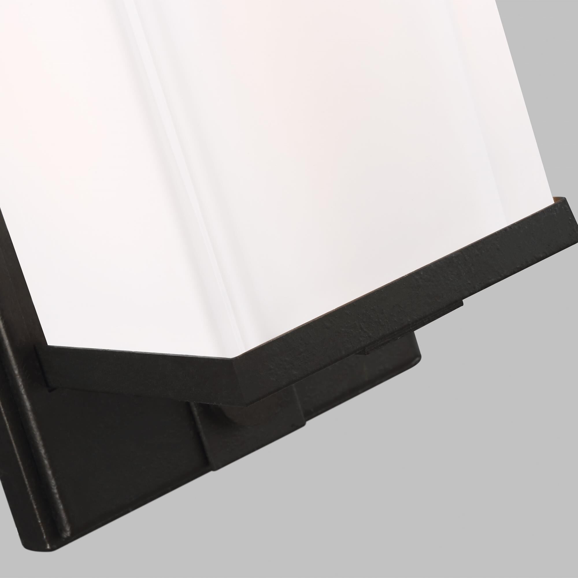 Shown in Aged Iron finish and White Pressed glass