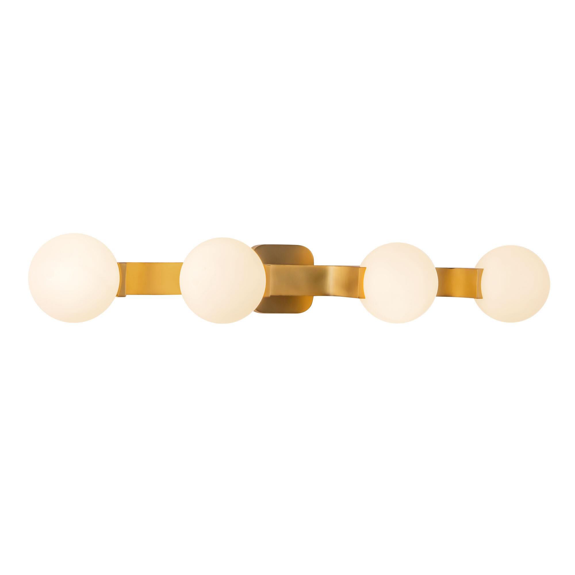 Shown in Brushed Gold finish and Matte Opal glass