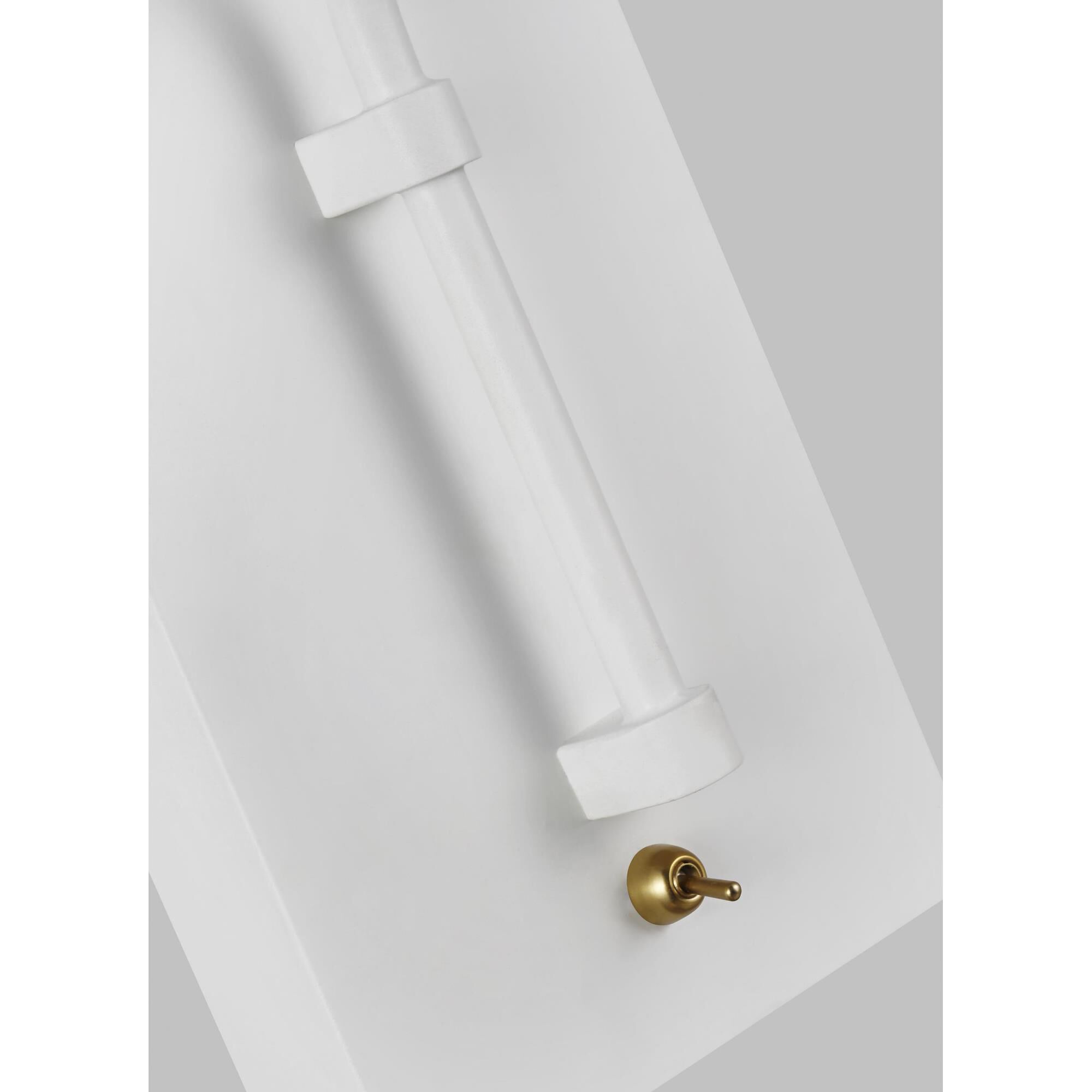 Shown in Matte White - Burnished Brass finish and Matte Whitesteel shade