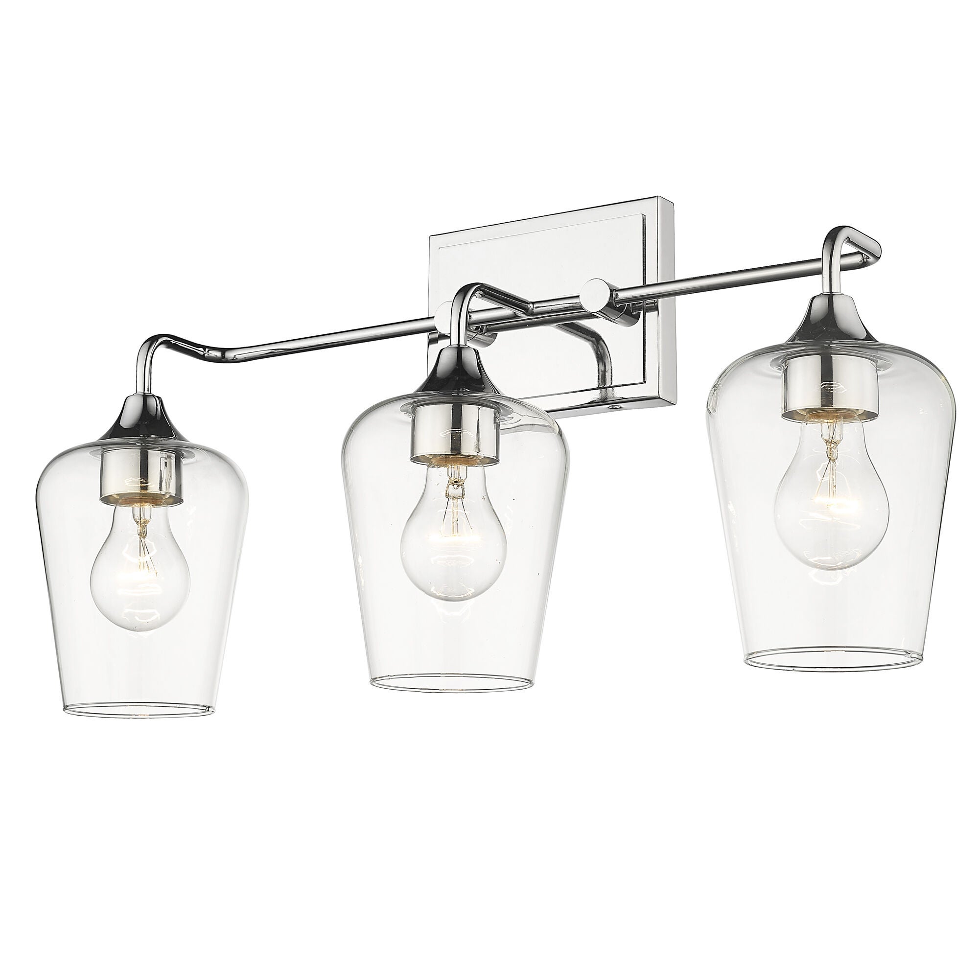 Shown in Polished Nickel finish and Clear Glass shade